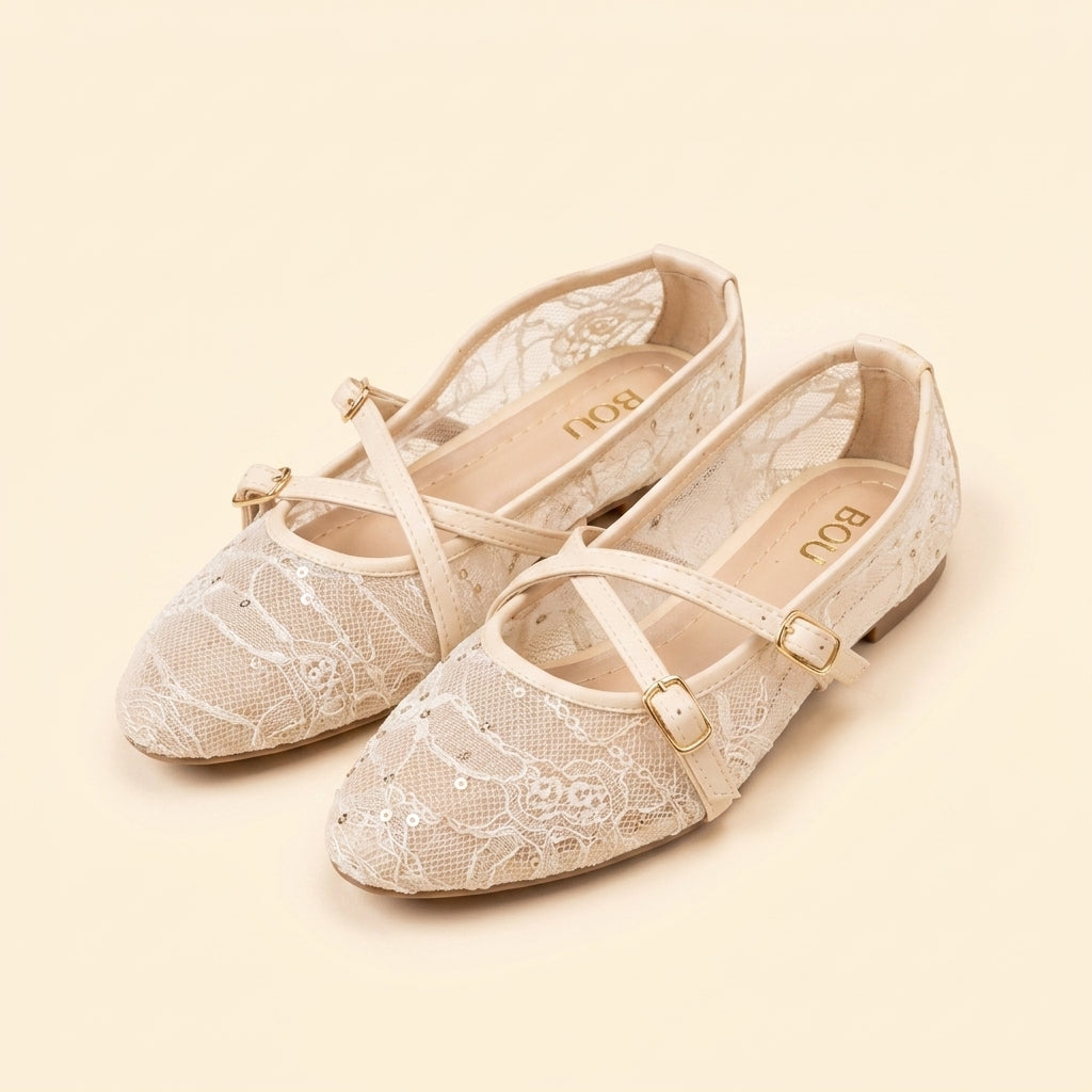 Sequin Mary Jane - Beige