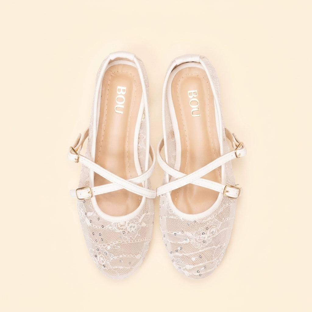 Sequin Mary Jane - White
