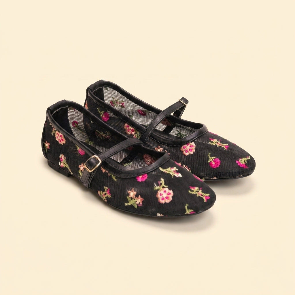 Rose Garden Mary Jane - Black