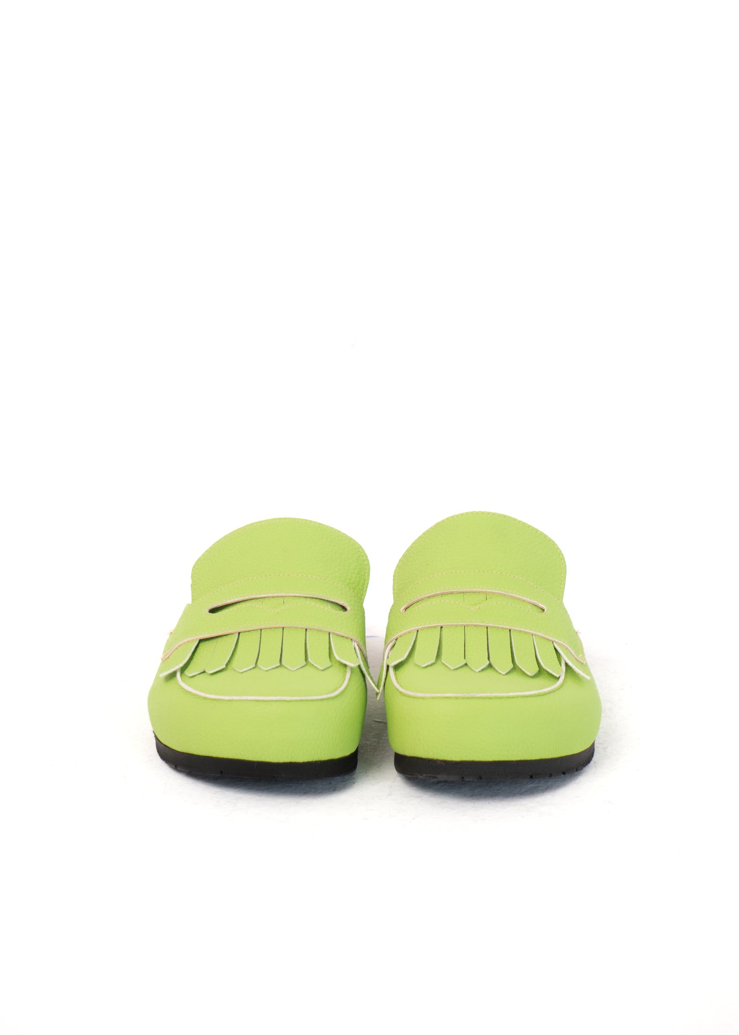 Loafer Clogs " Fringed " -  Apple Green
