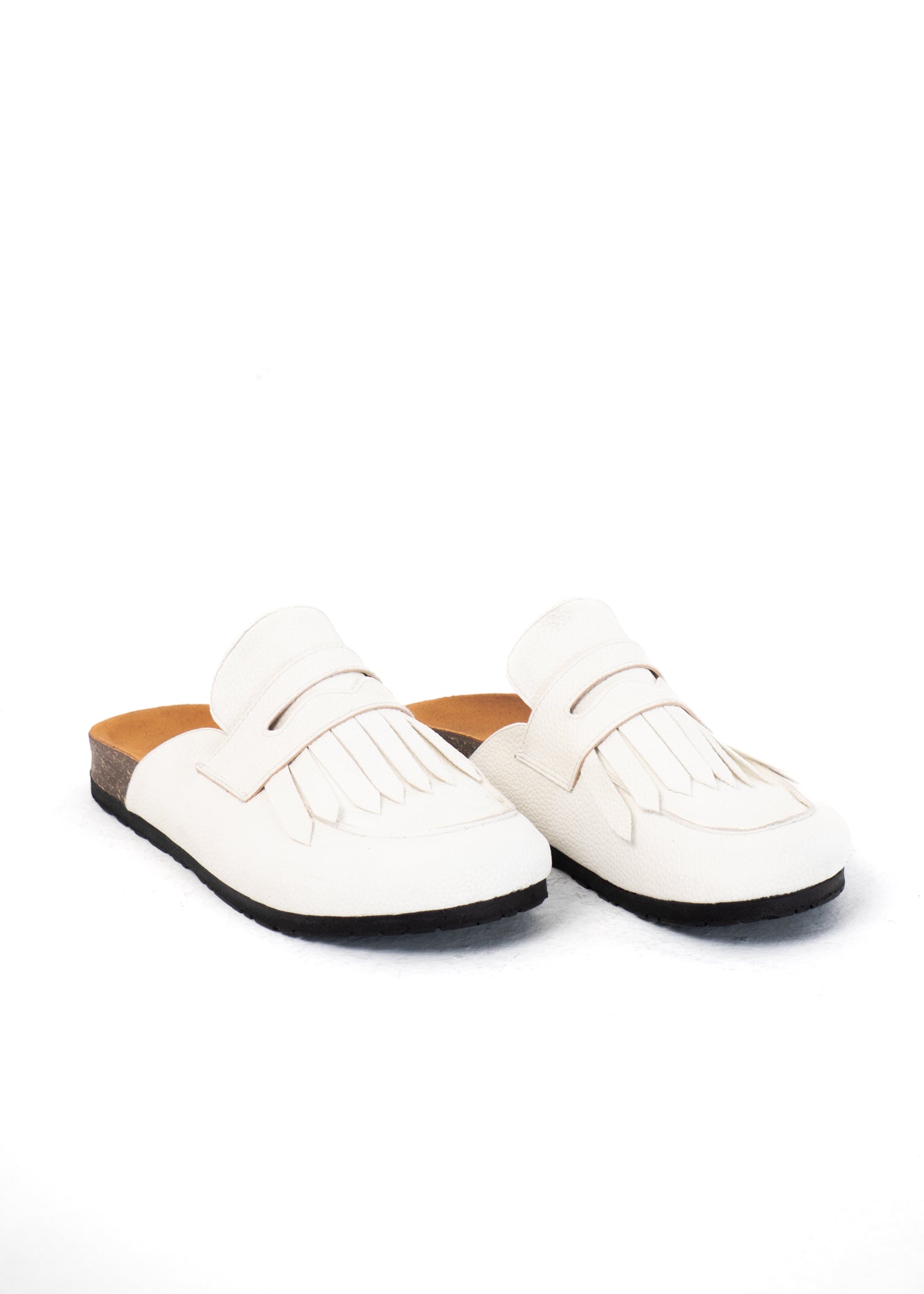 Loafer Clogs " Fringed " - Radiant White