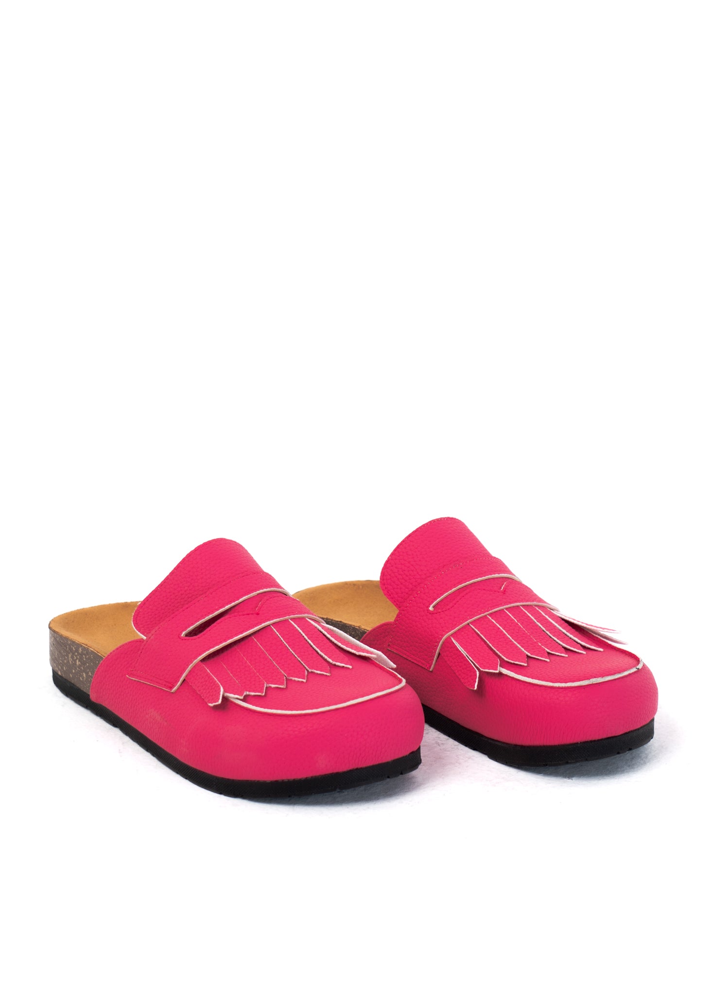 Loafer Clogs " Fringed " - Vibrant Fuchsia