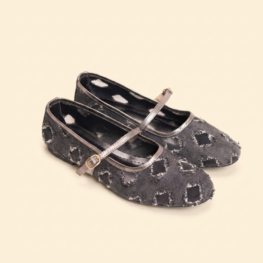 Denim Cut-Out Flat - black