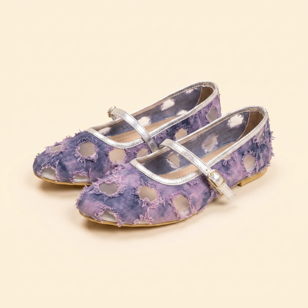 Denim Cut-out Flat - Purple