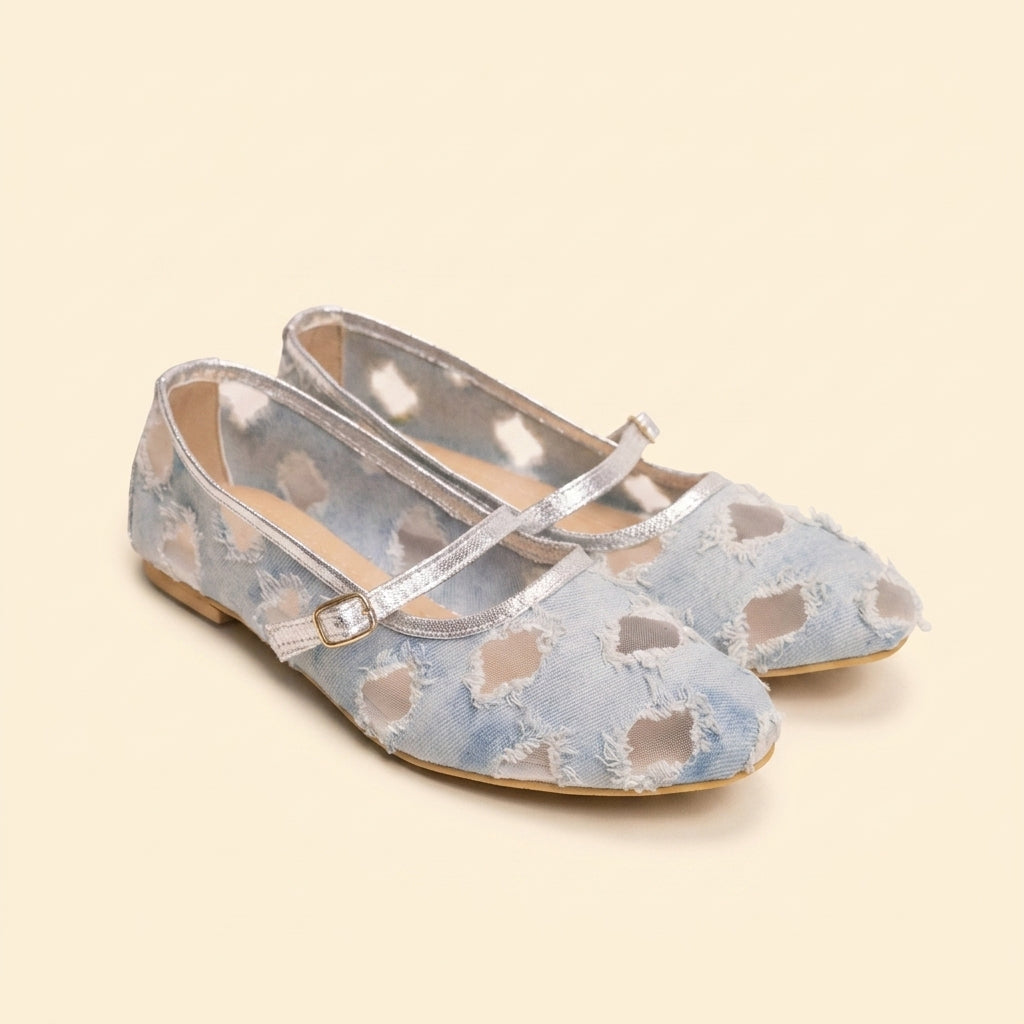 Denim Cut-out flat - Blue