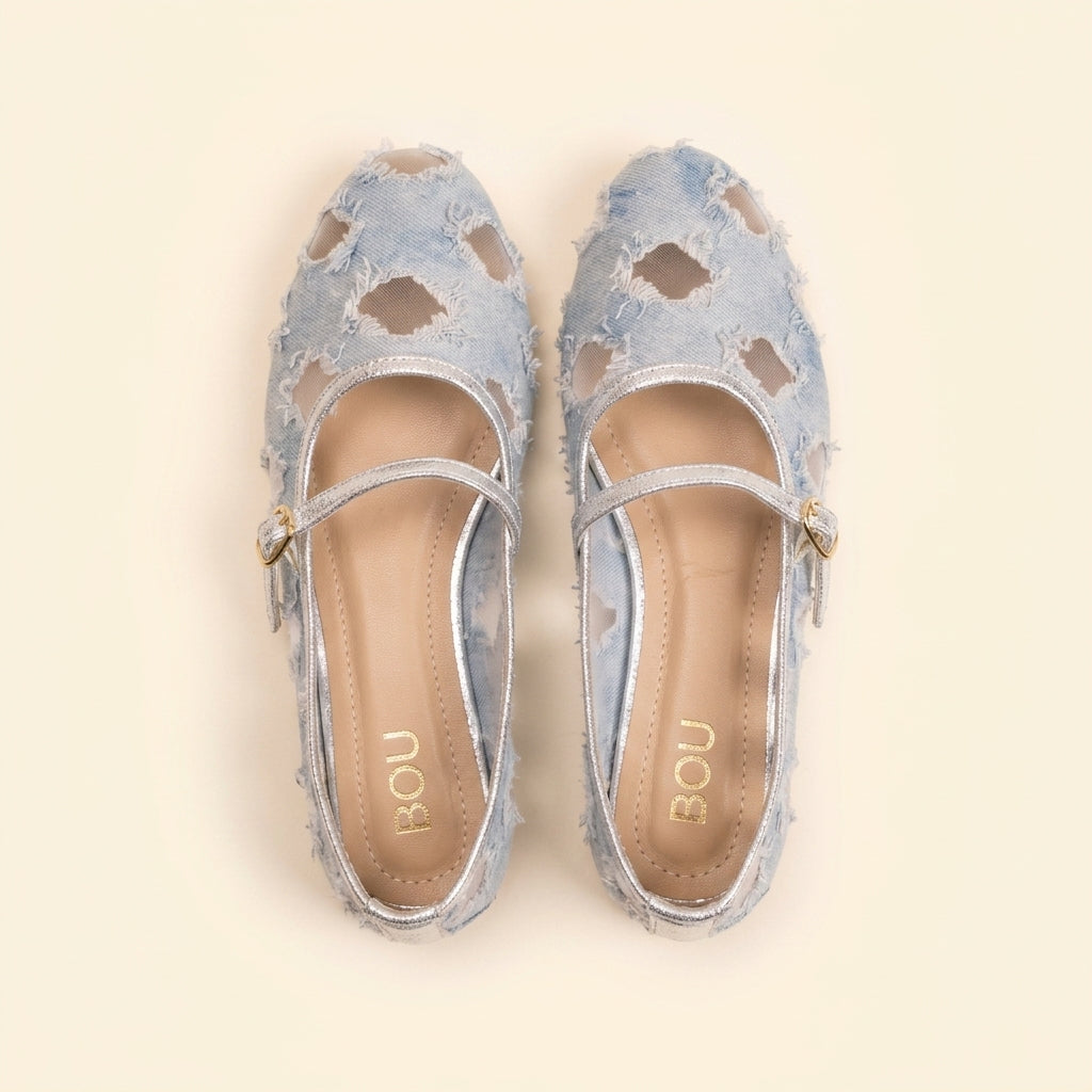 Denim Cut-out flat - Blue
