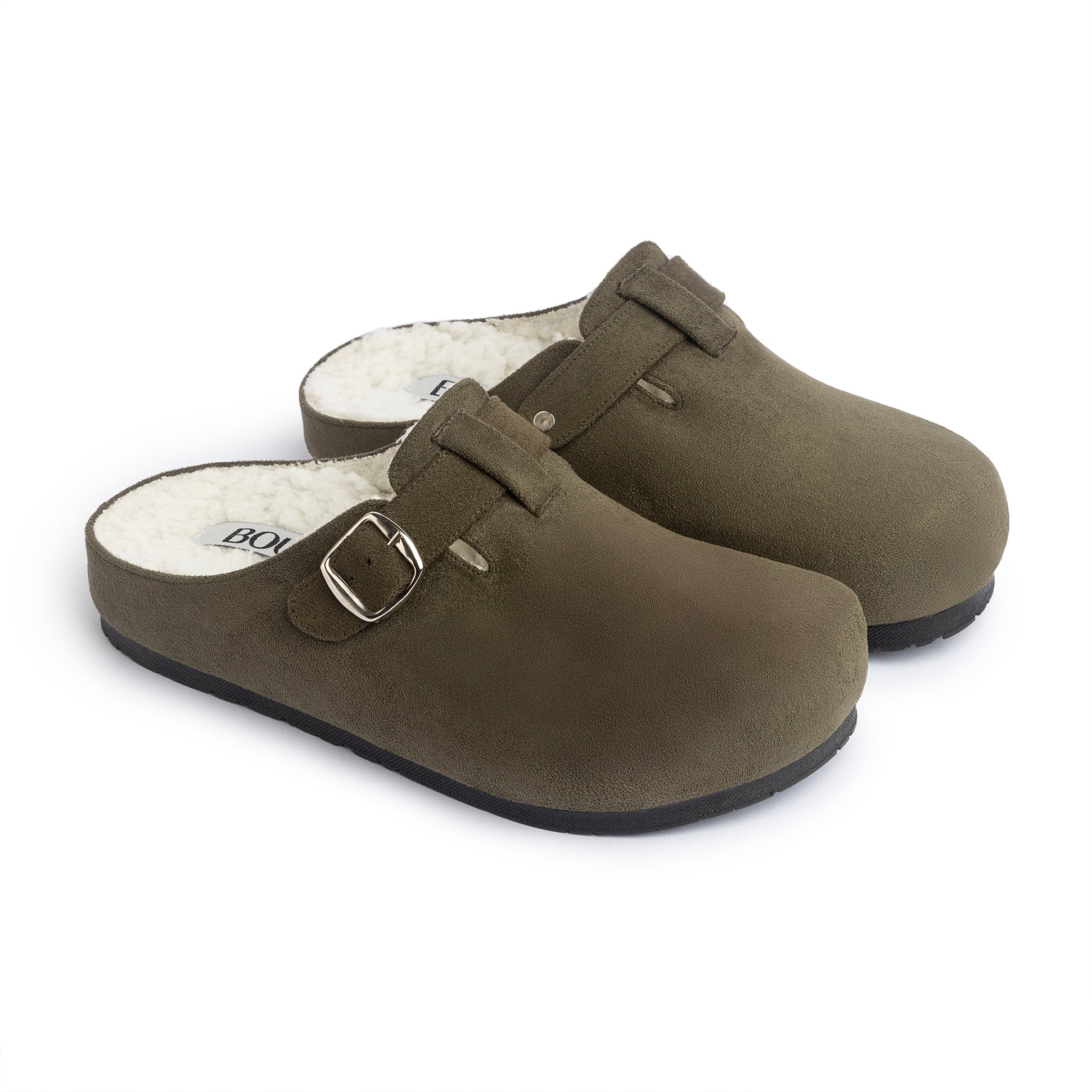 BOU teddy clogs - Dark Olive Tapue