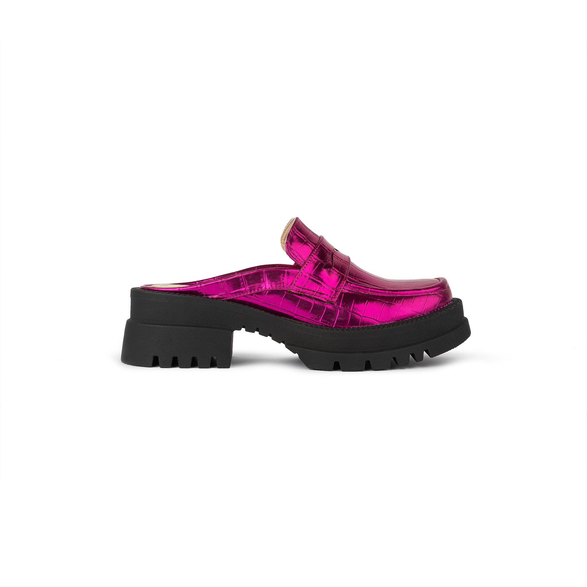 Chunky Mule |Croco - Reflective Fuchsia