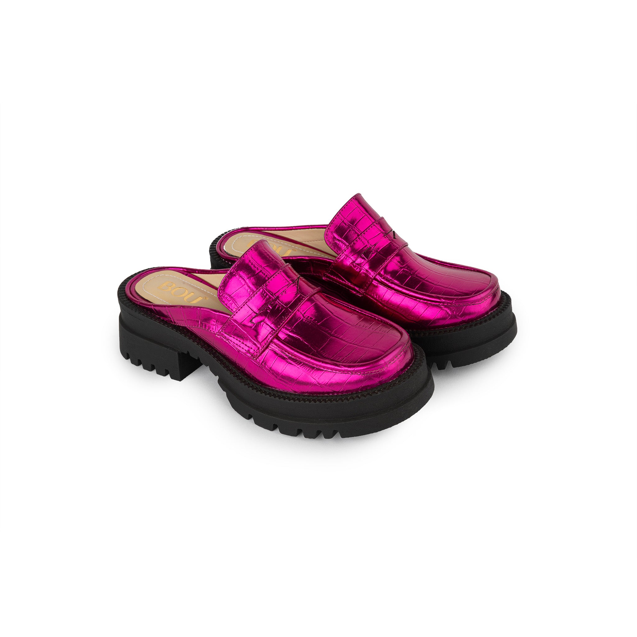 Chunky Mule |Croco - Reflective Fuchsia