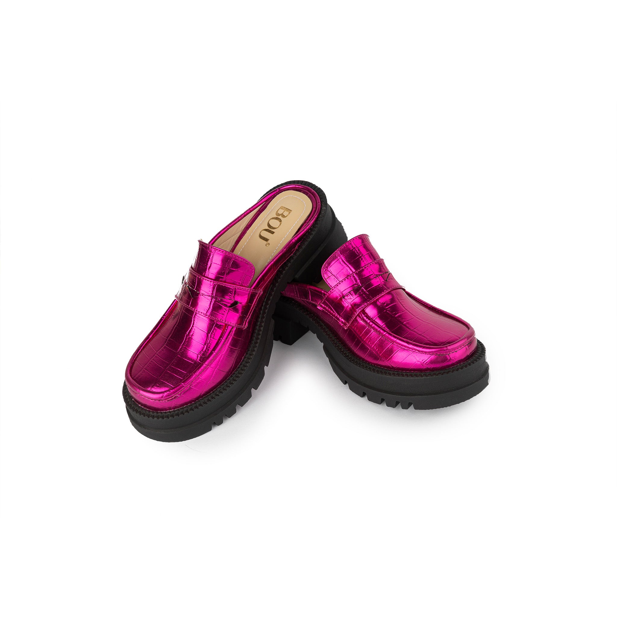 Chunky Mule |Croco - Reflective Fuchsia