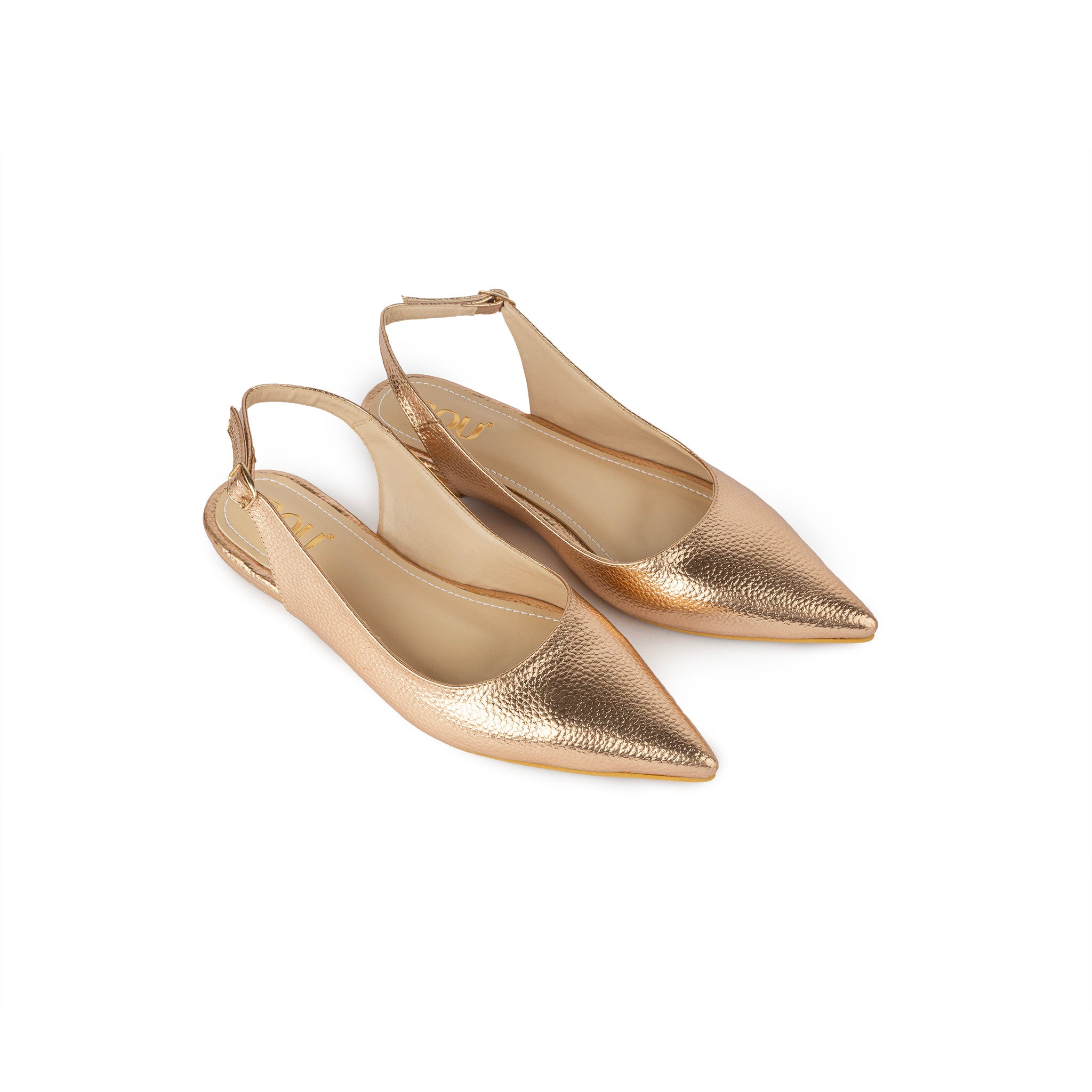 Pointed Toe Sling Back Flats - Sunset Rose-Gold