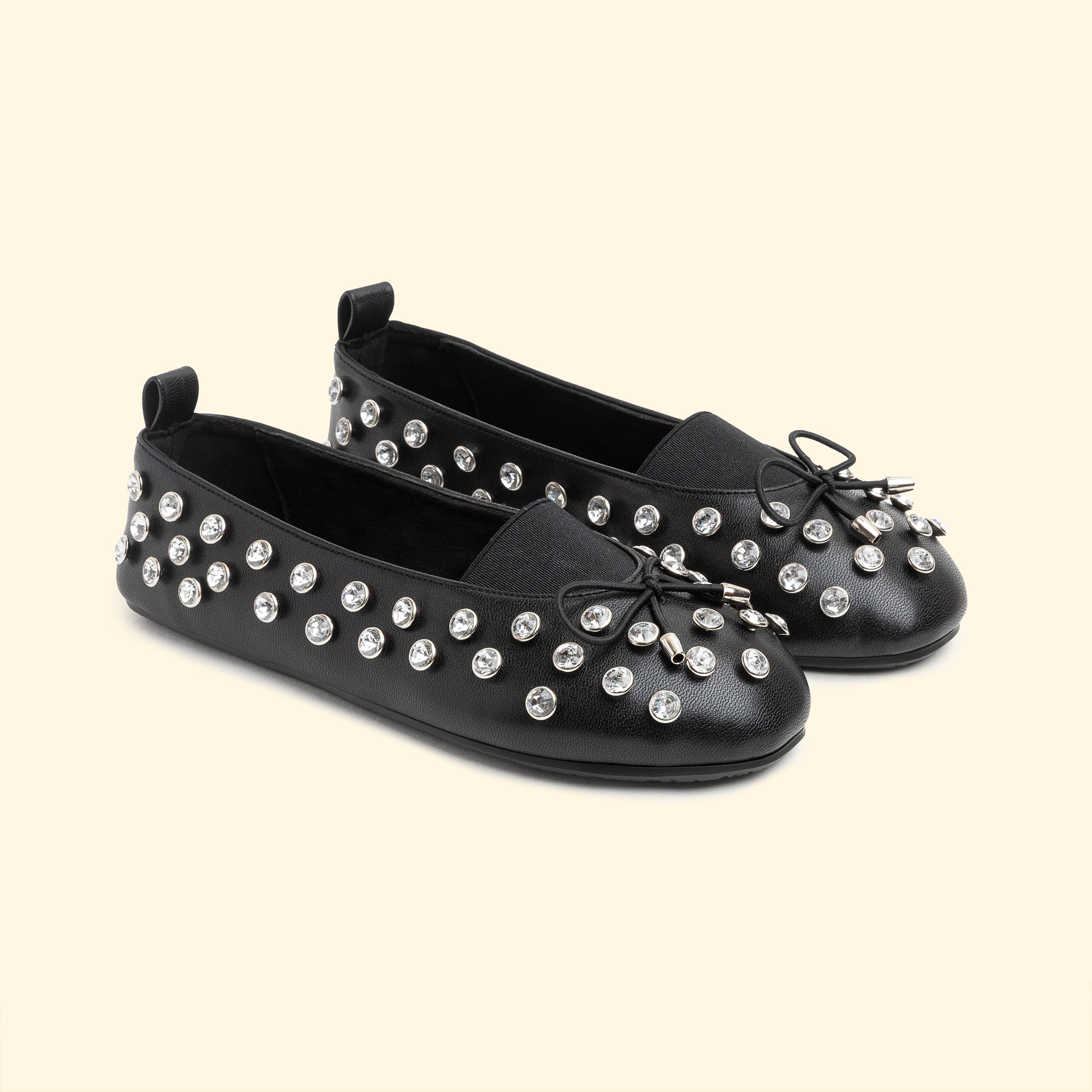 Statment Crystal stud ballet flat - Black