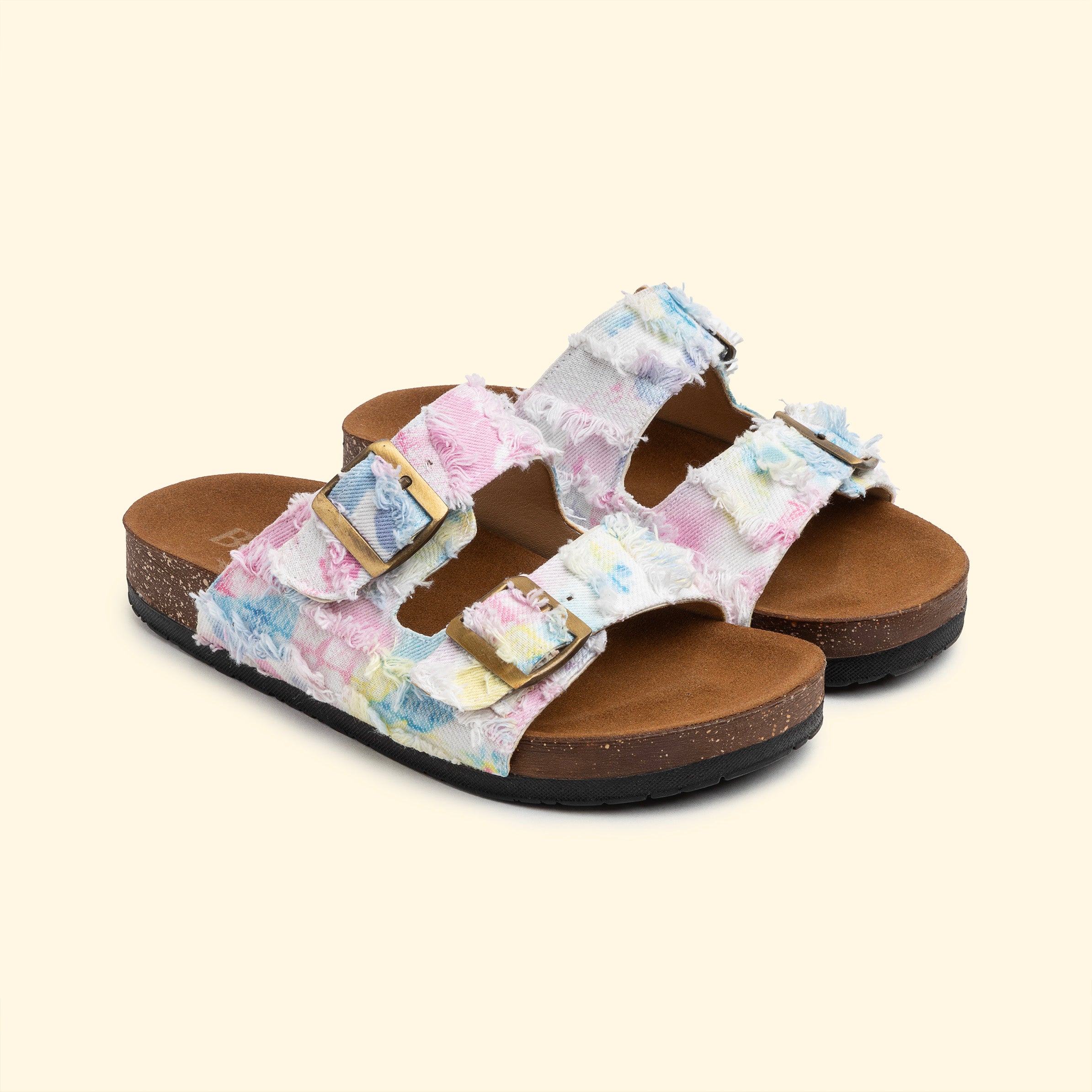 Denim tie dye slipper - Pink