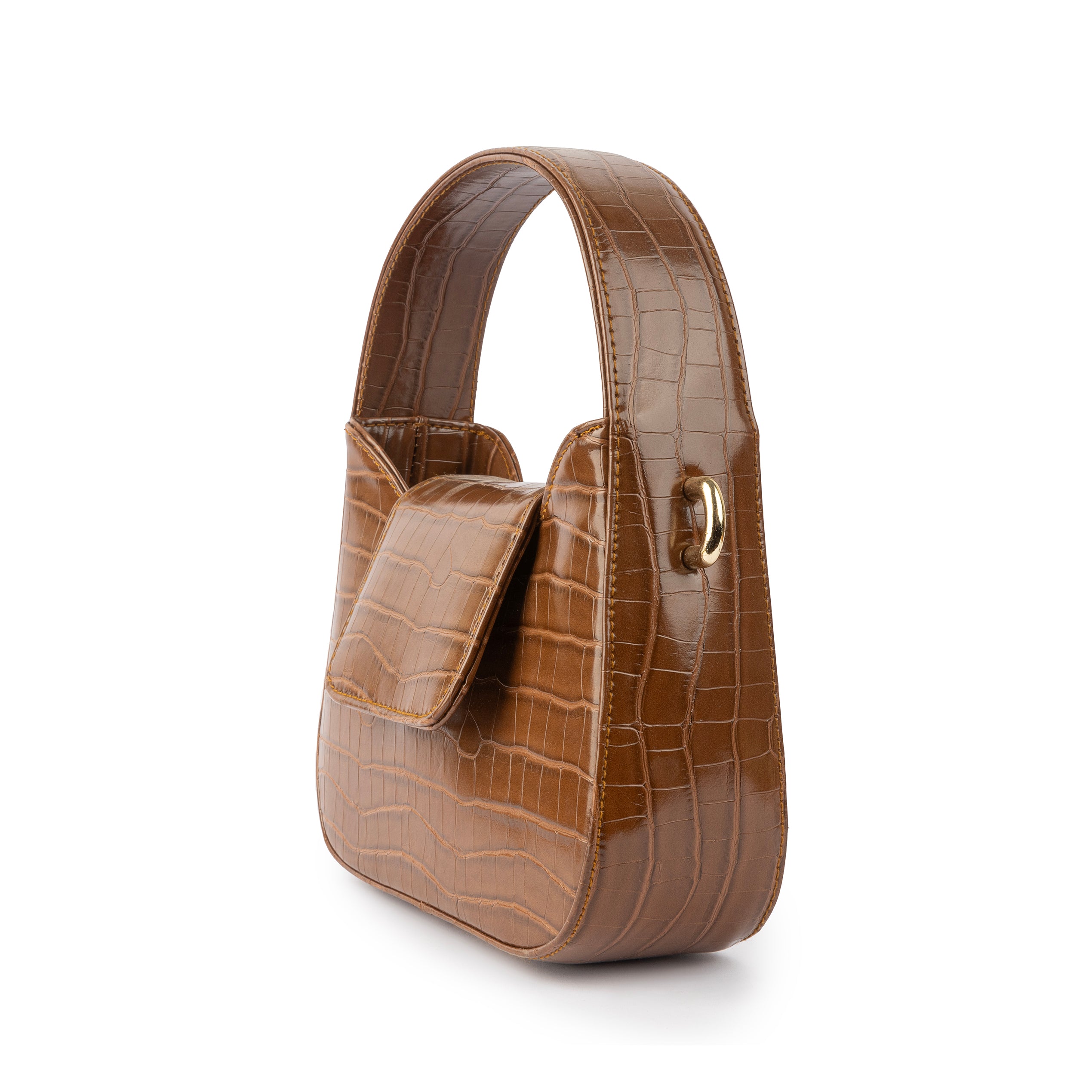 The Petite Posh Tote - Brown Crocodile