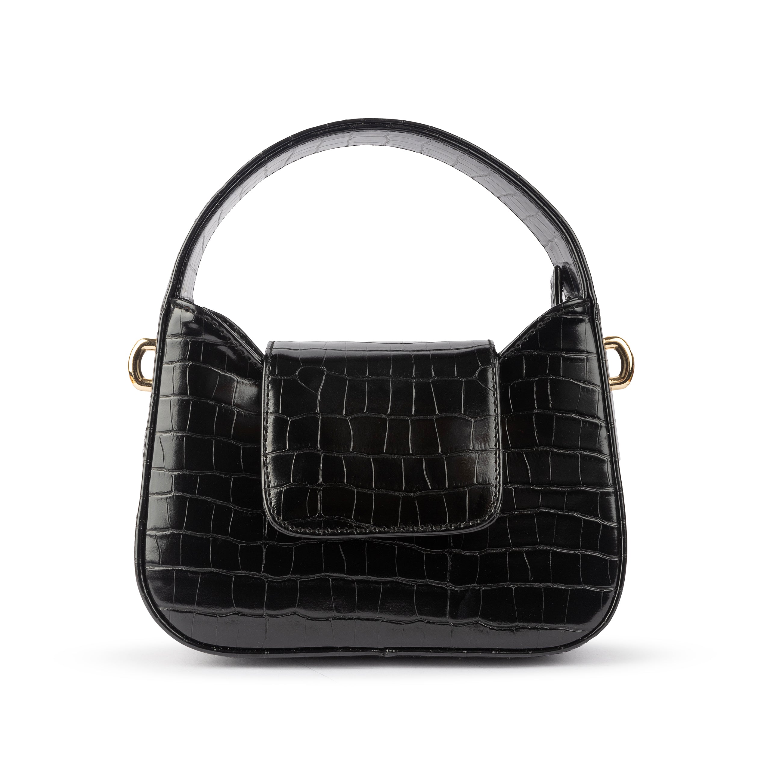 The Petite Posh Tote - Ebony Crocodile