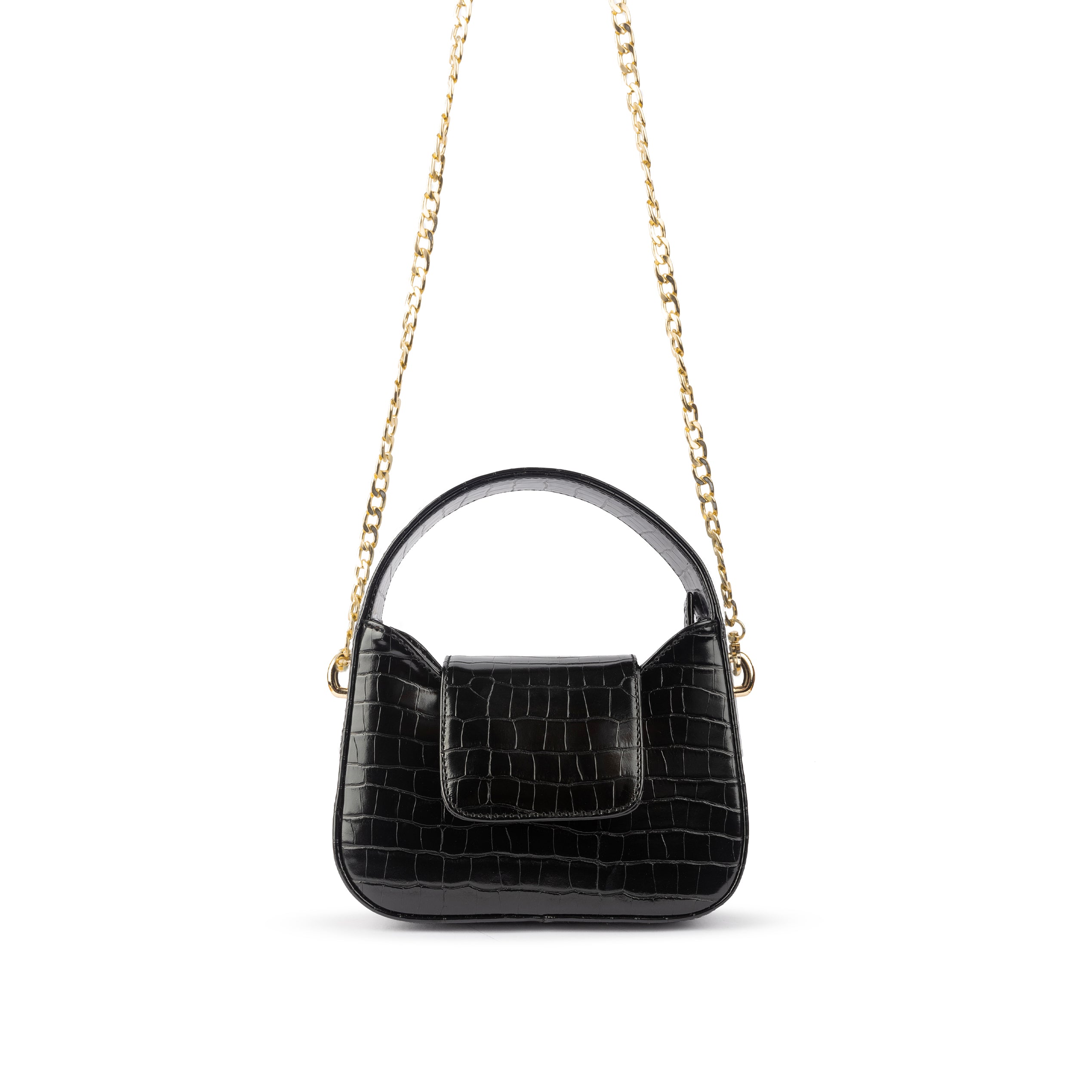 The Petite Posh Tote - Ebony Crocodile