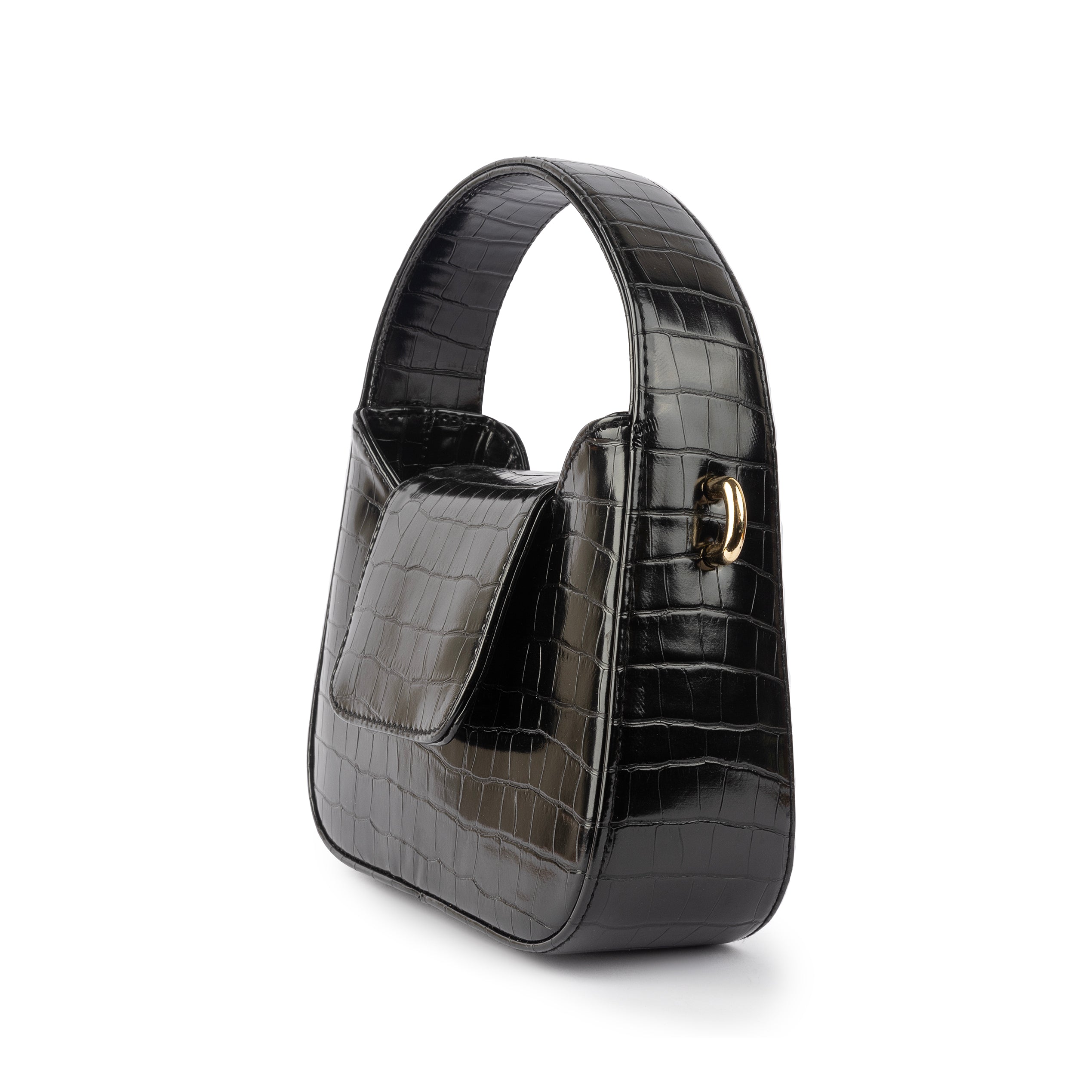 The Petite Posh Tote - Ebony Crocodile