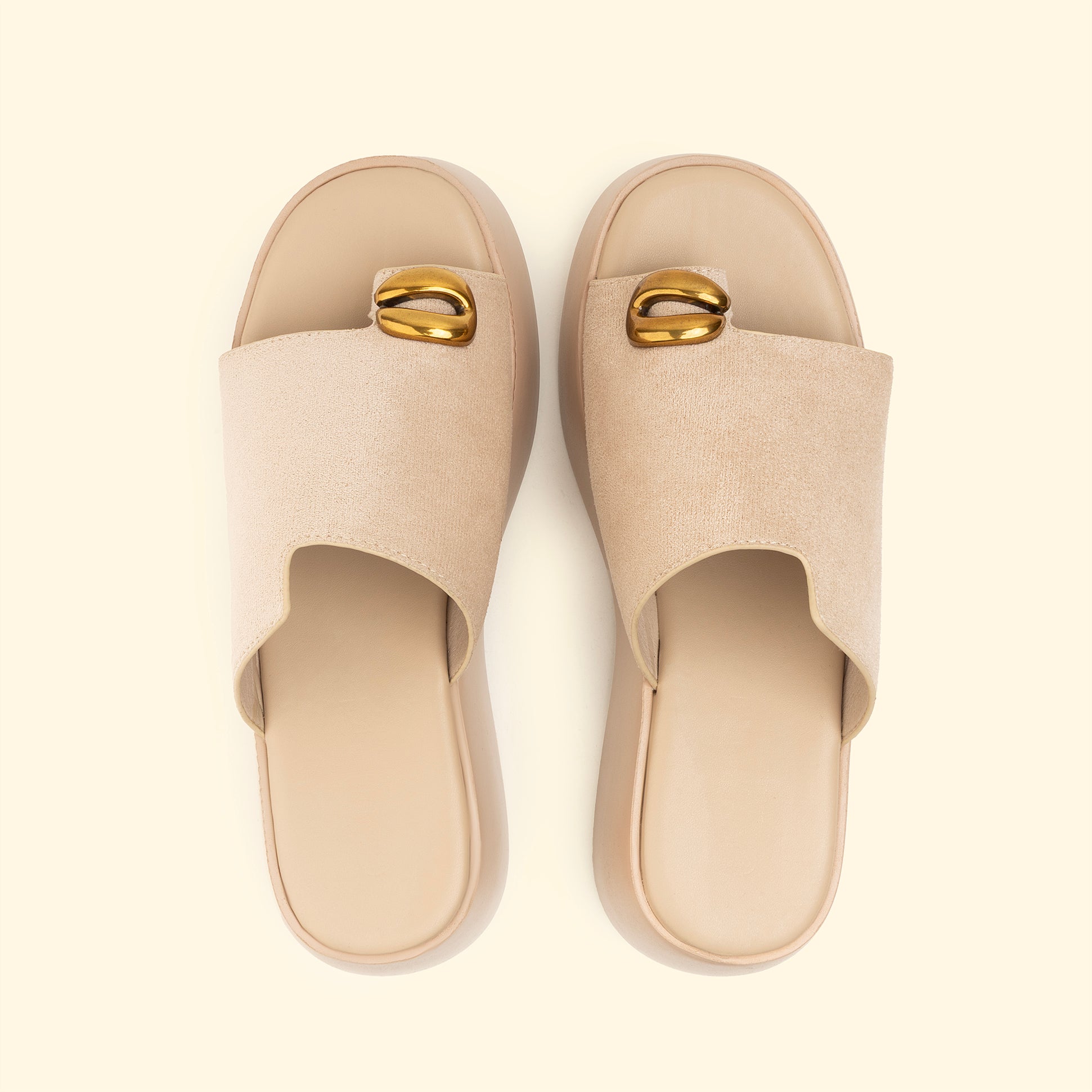 Wedge Slippers - Beige