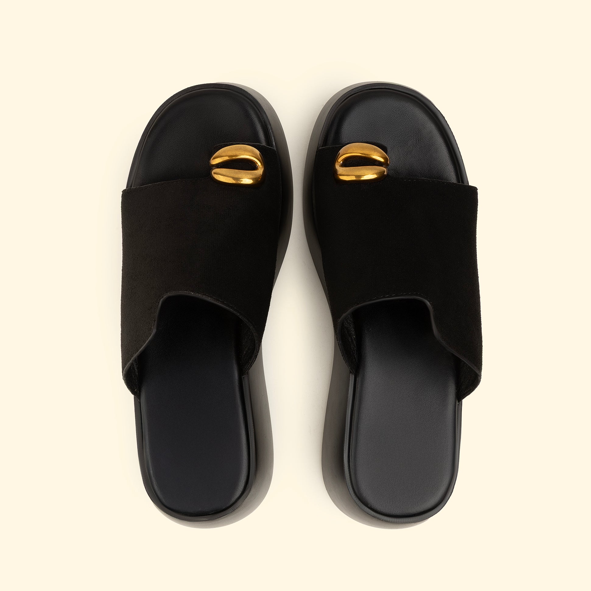 Wedge Slippers - Black