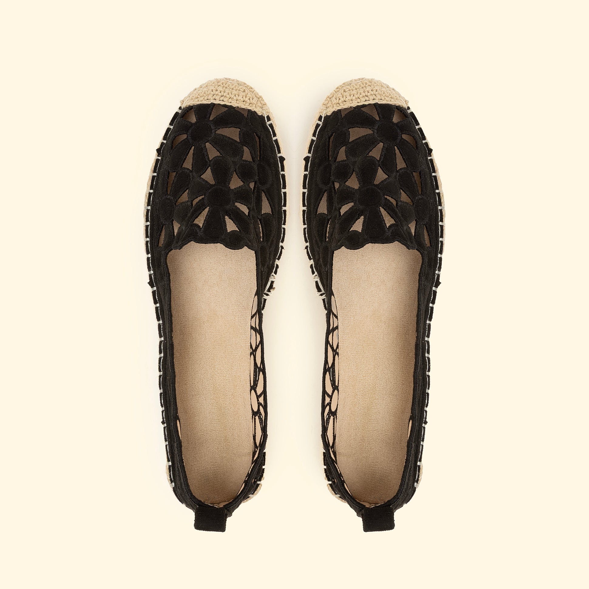 Floral Espadrilles - Black