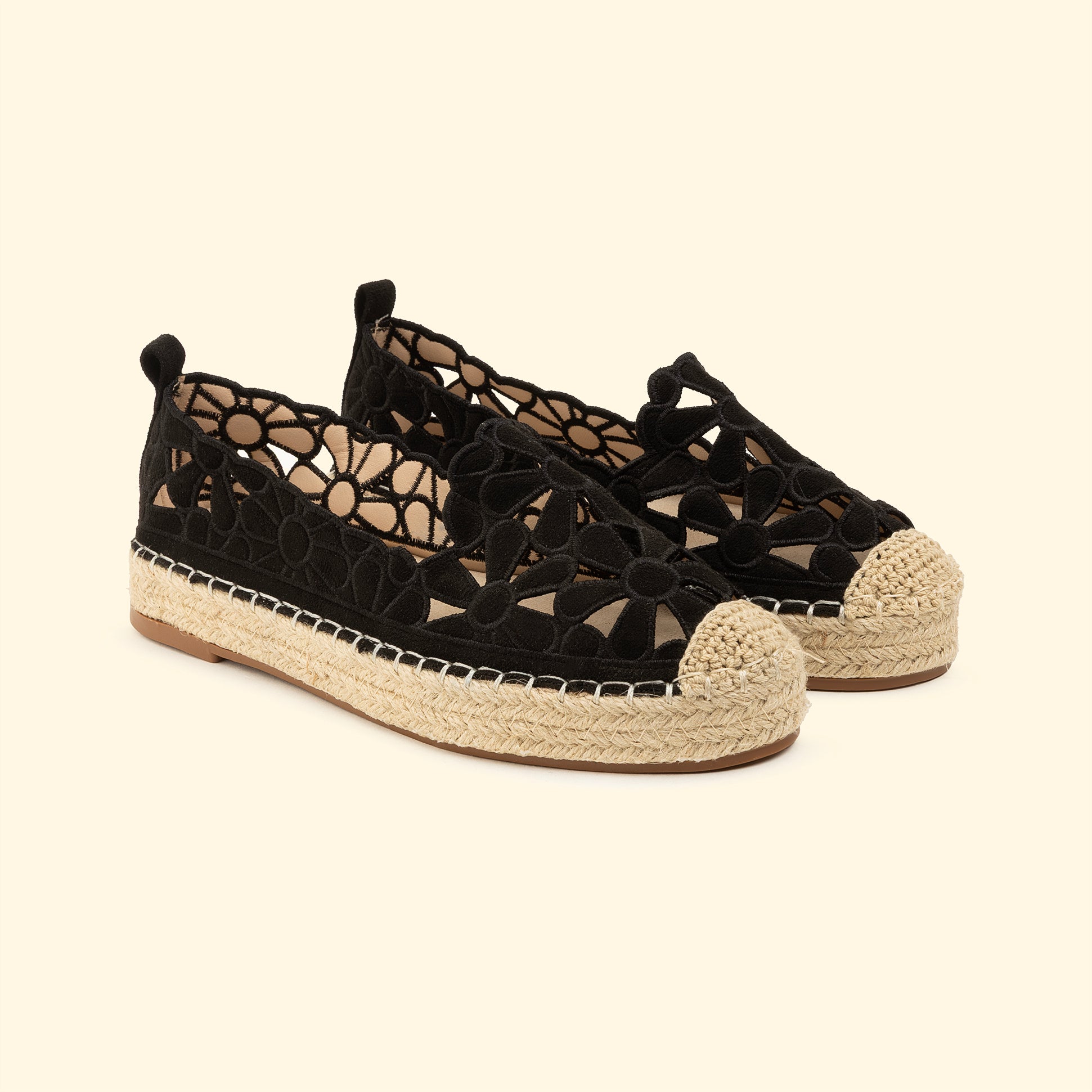 Floral Espadrilles - Black