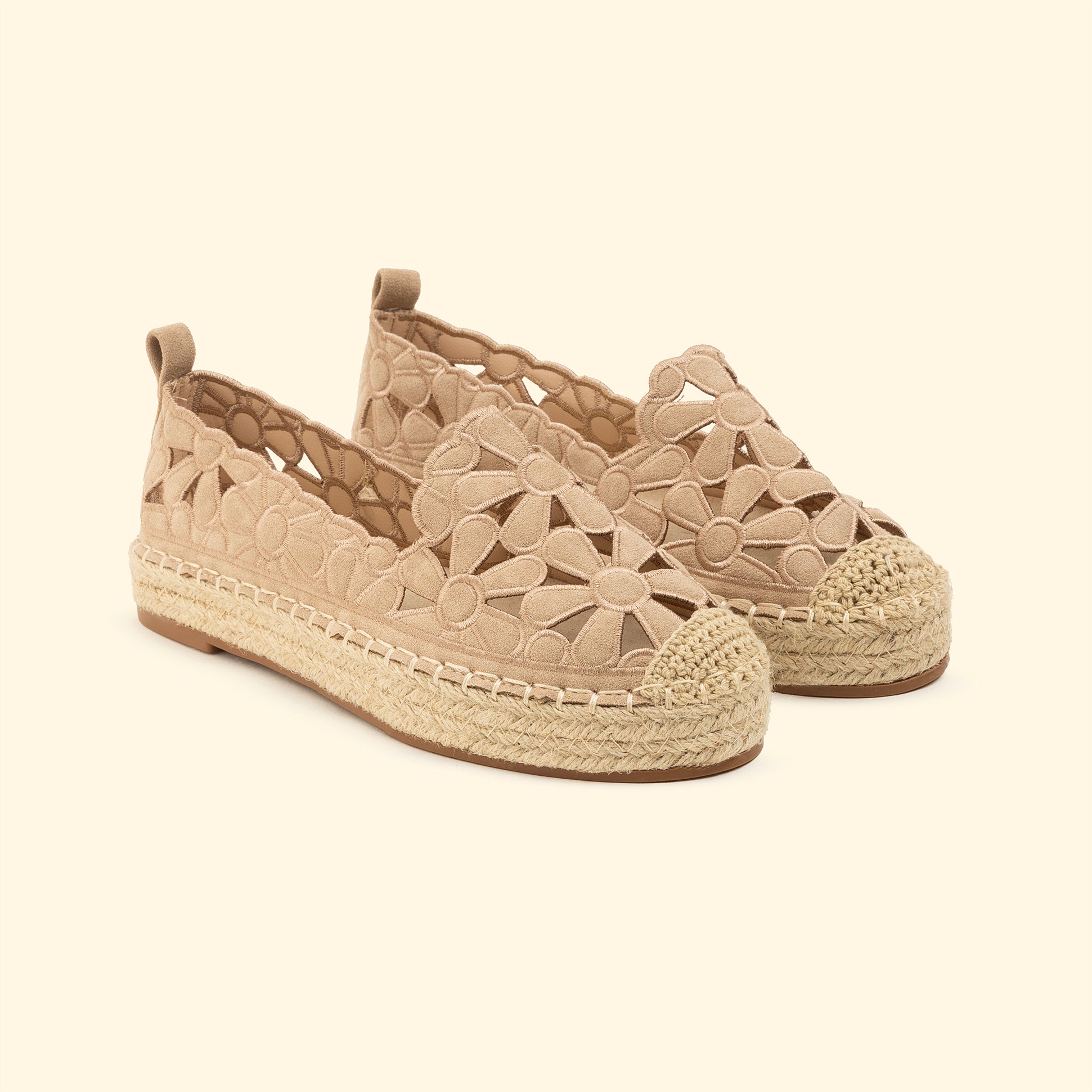 Floral Espadrilles - Beige