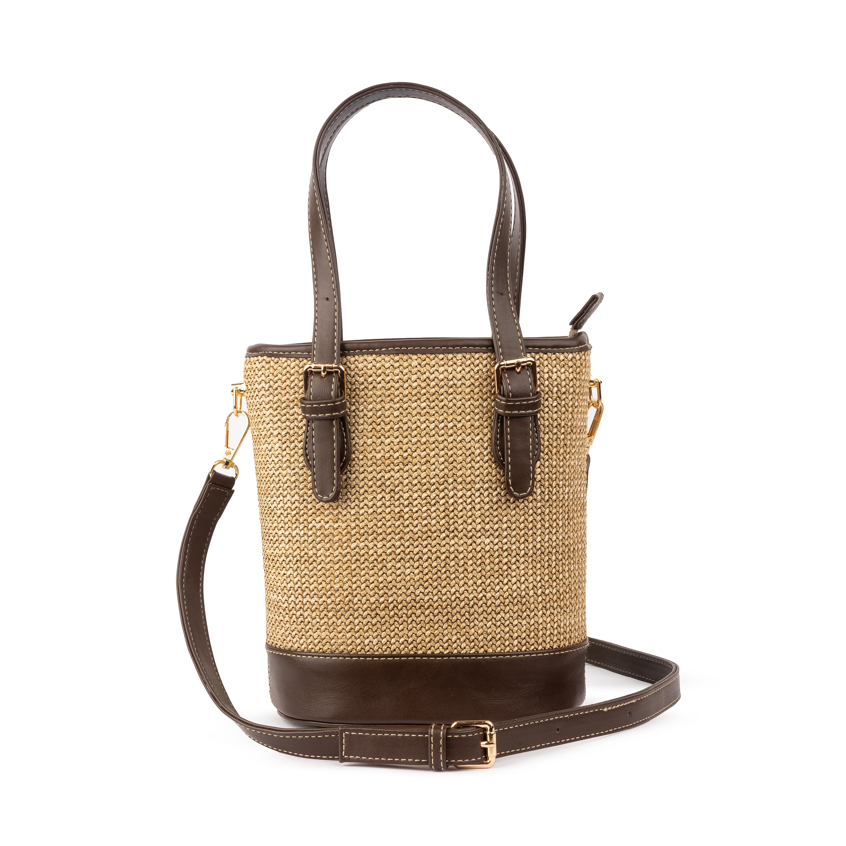 Burlap Bucket Bag - Brown