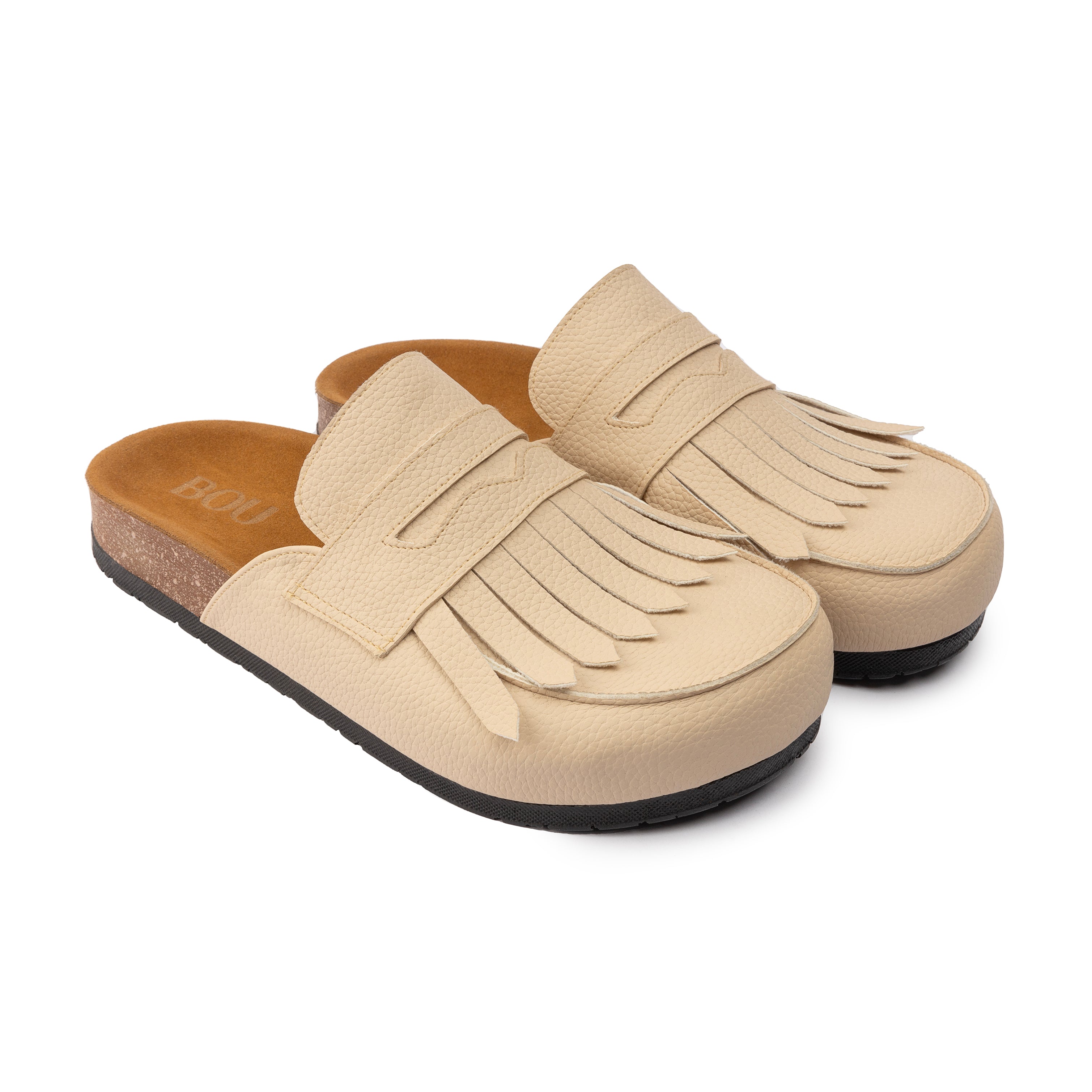 Loafer Clogs " Fringed " - Coffe Latte