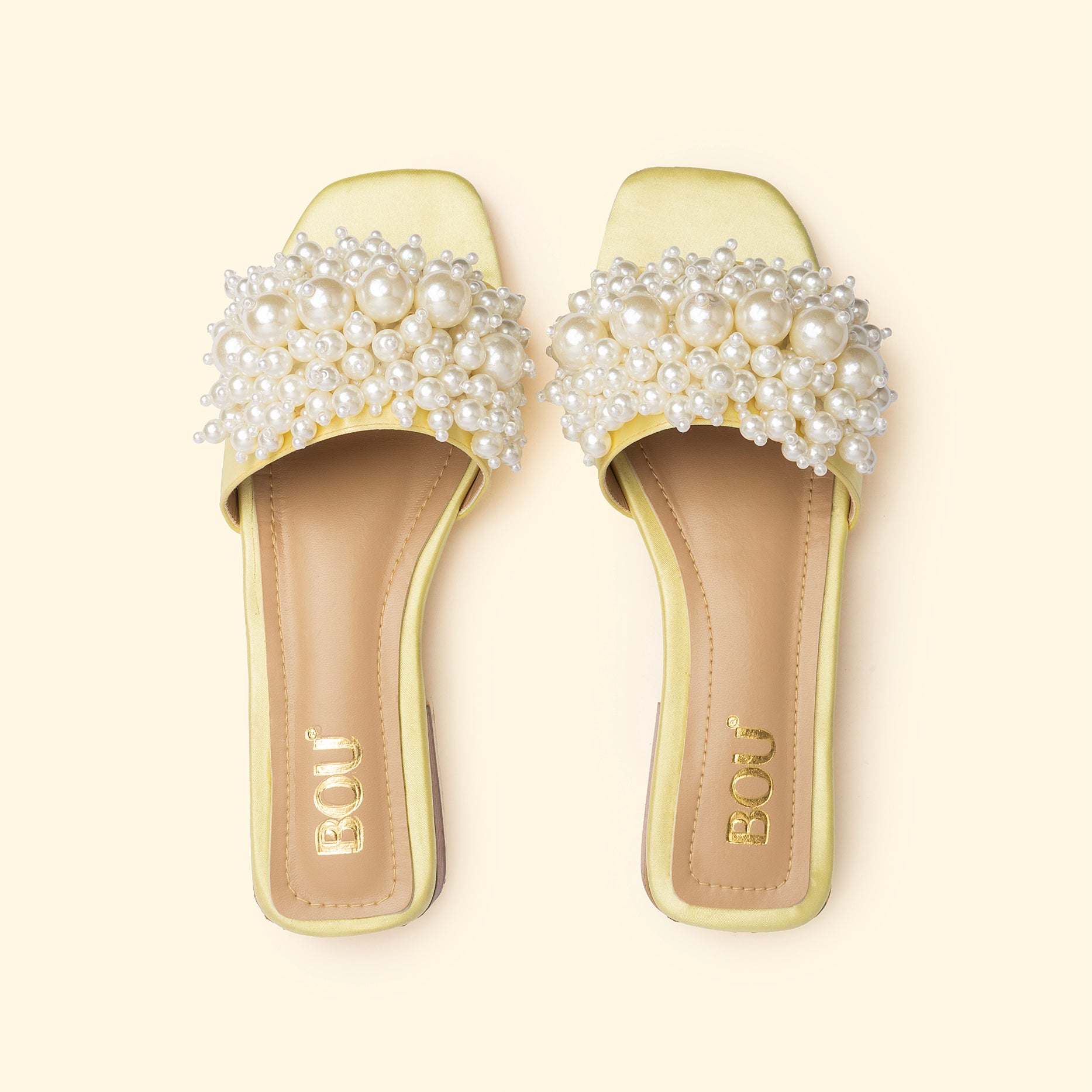 SIRENA PEARL SLIDES - Lemon Glaze