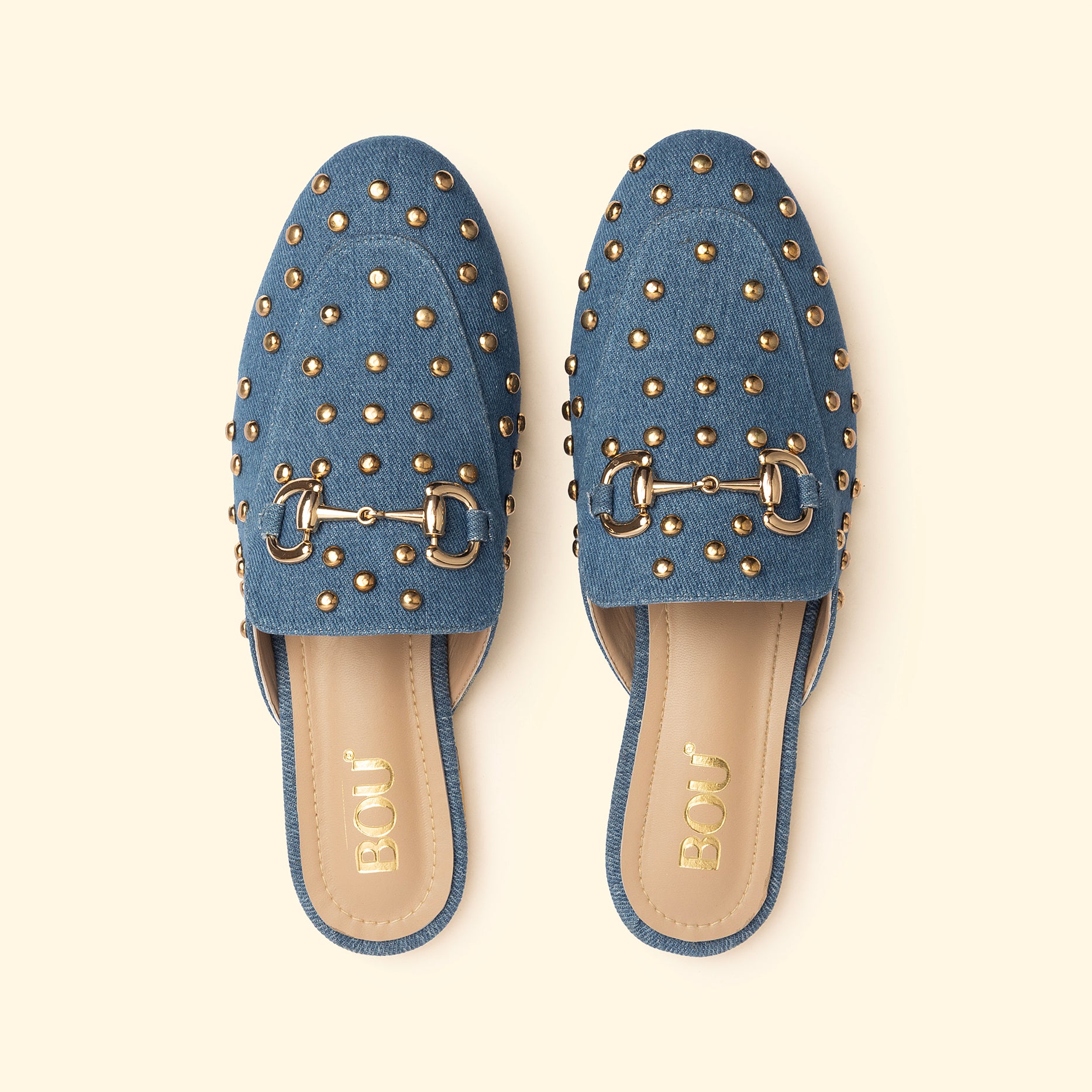 CAMILA STUD MULES - Camila Raw Denim