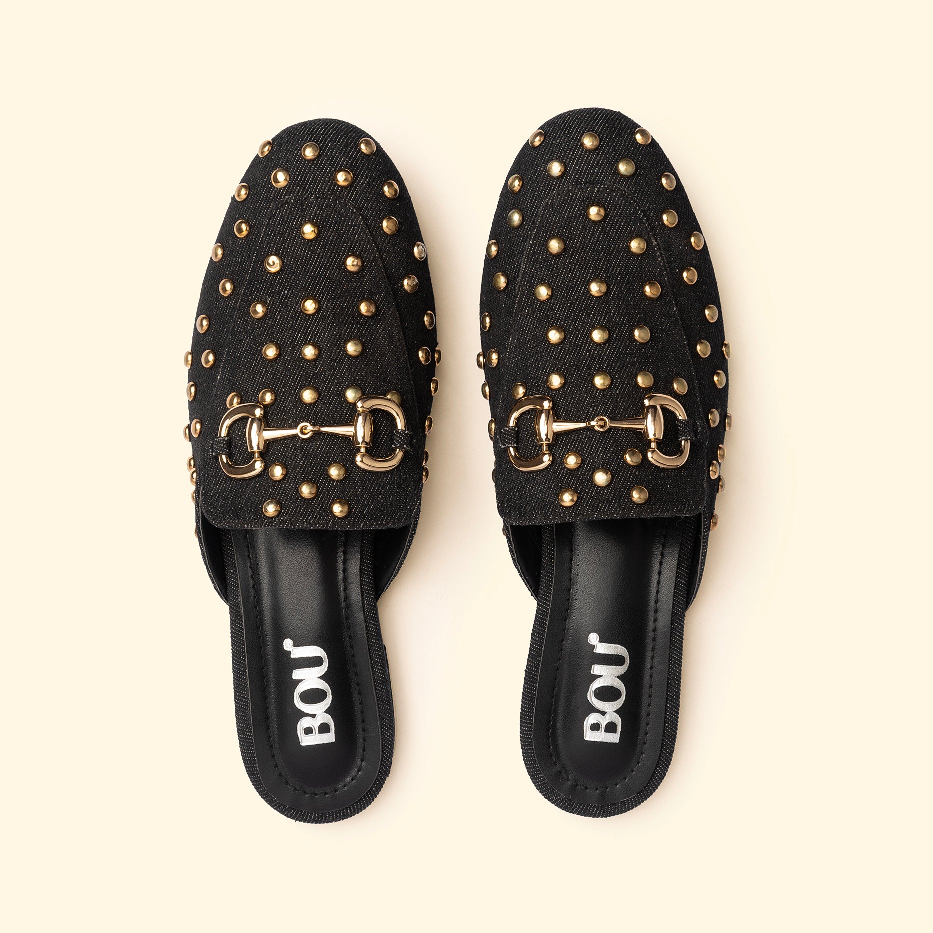 CAMILA STUD MULES - Camila Coal Denim