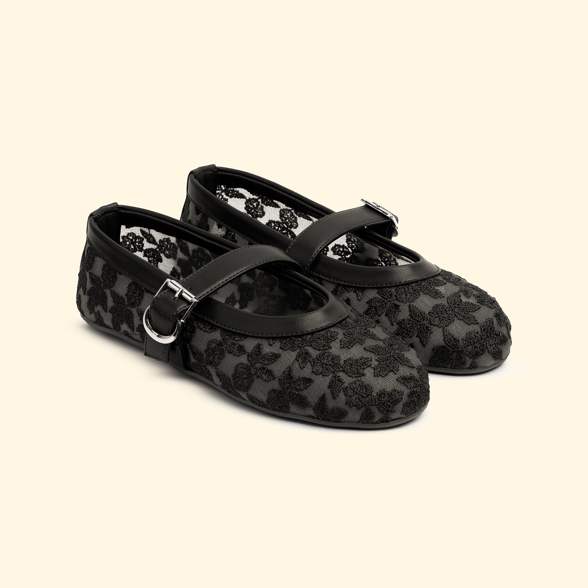 Autumn Lace Flats - Black