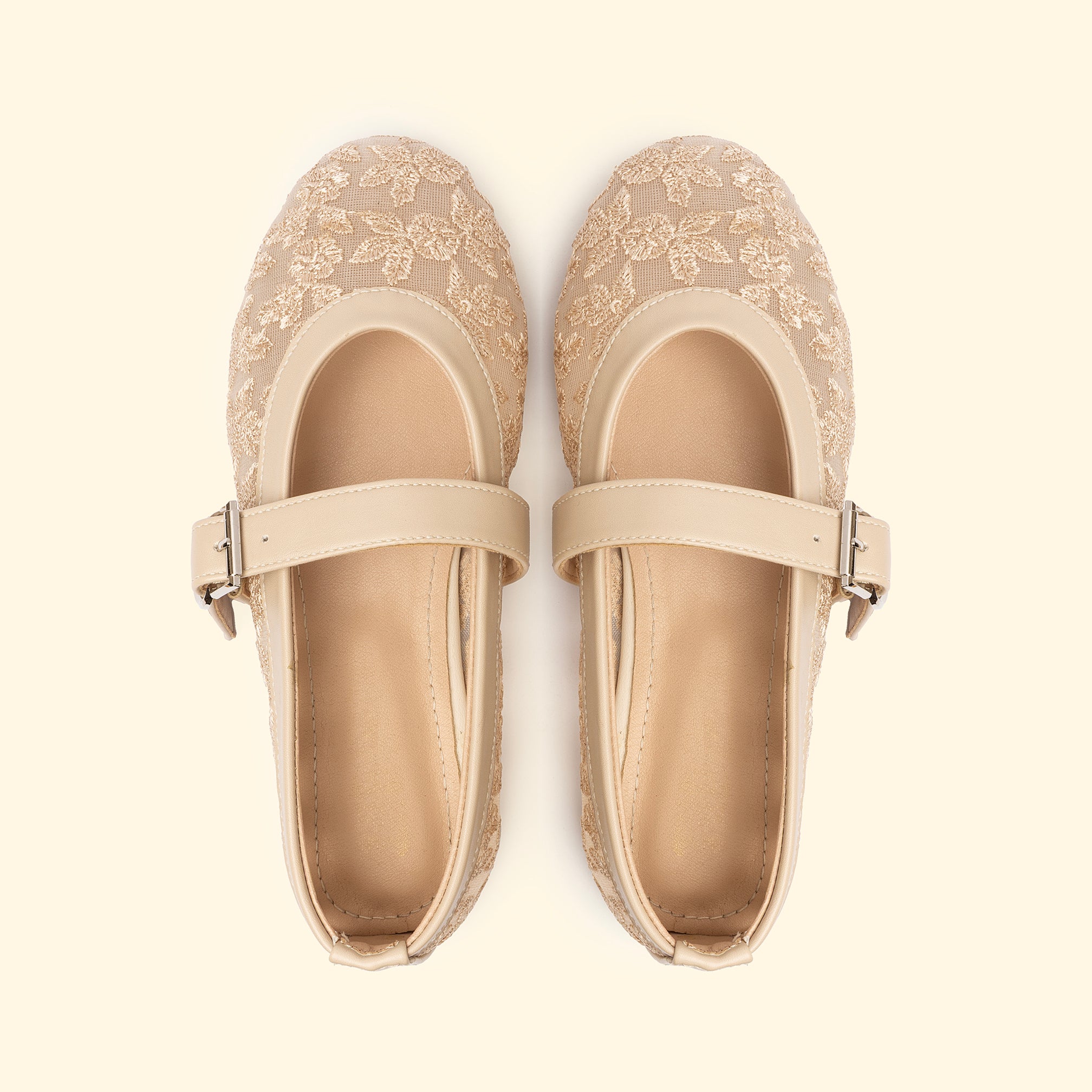 Autumn Lace Flats - Dark Beige