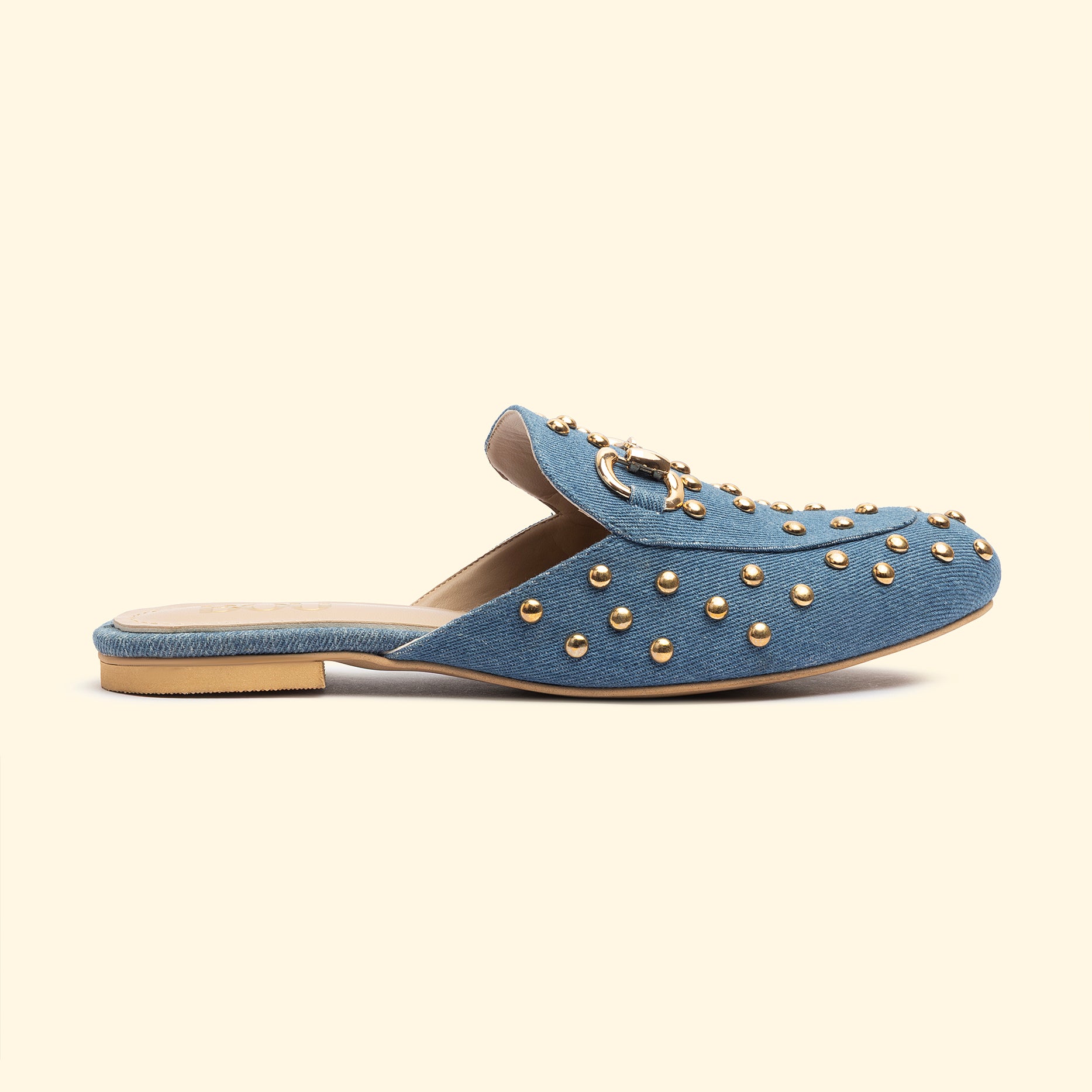 CAMILA STUD MULES - Camila Raw Denim