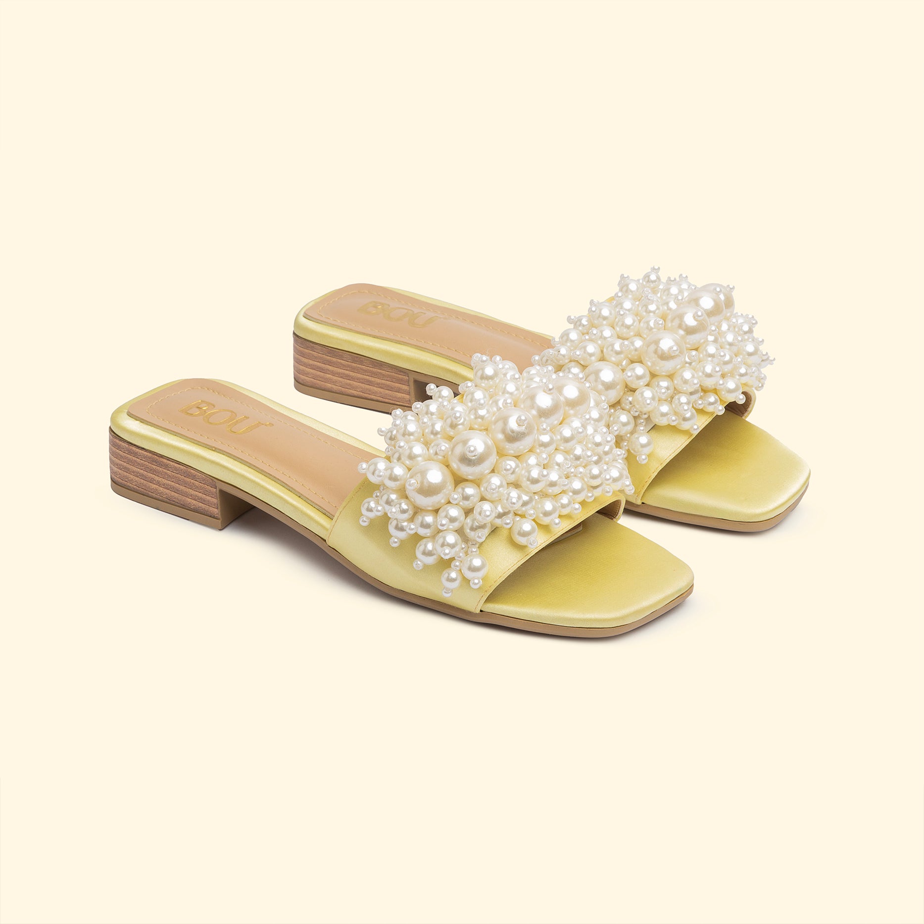 SIRENA PEARL SLIDES - Lemon Glaze