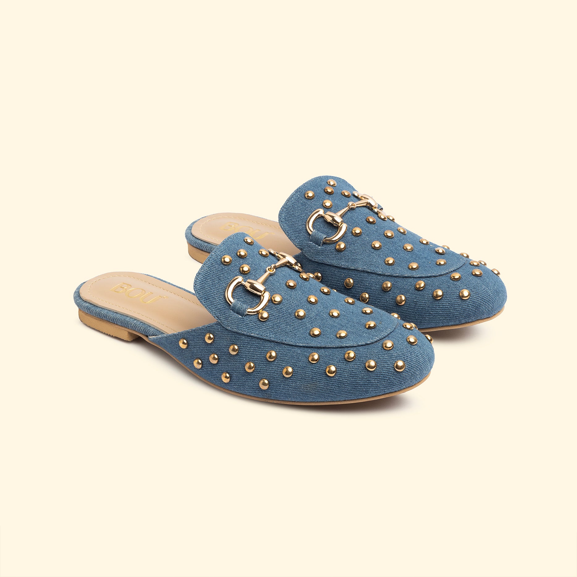 CAMILA STUD MULES - Camila Raw Denim