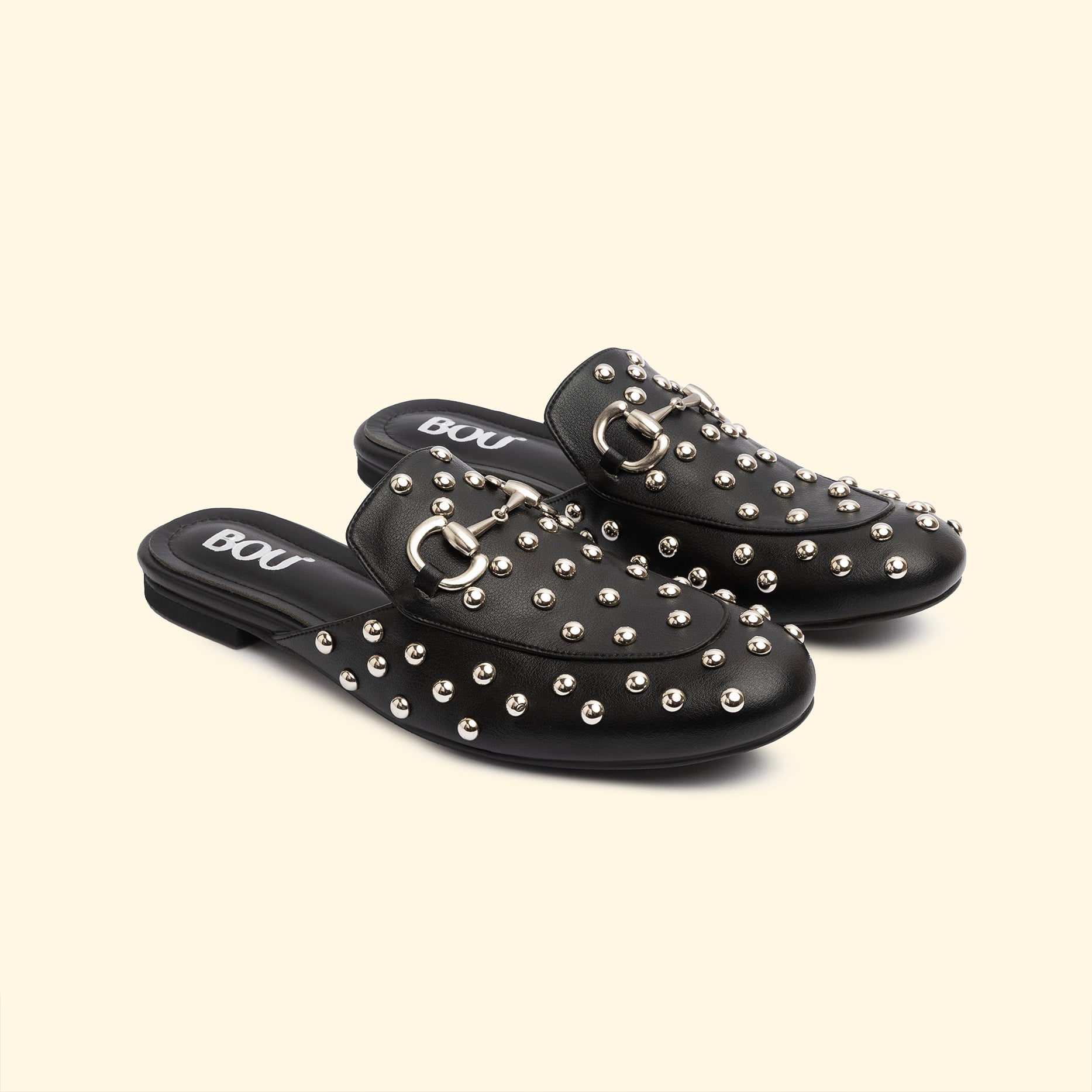 CAMILA STUD MULES - Camila Noir