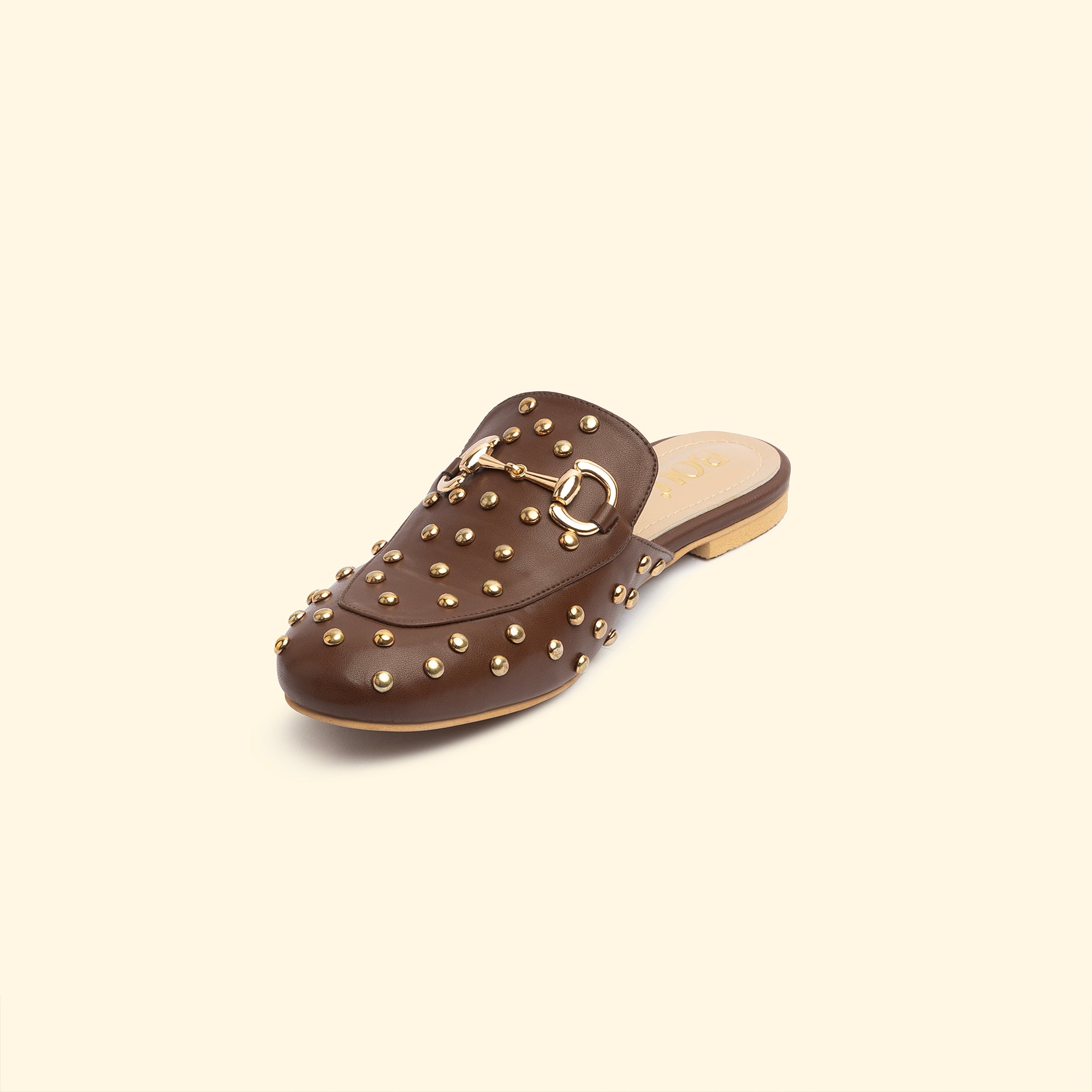 CAMILA STUD MULES - Camila Chestnut