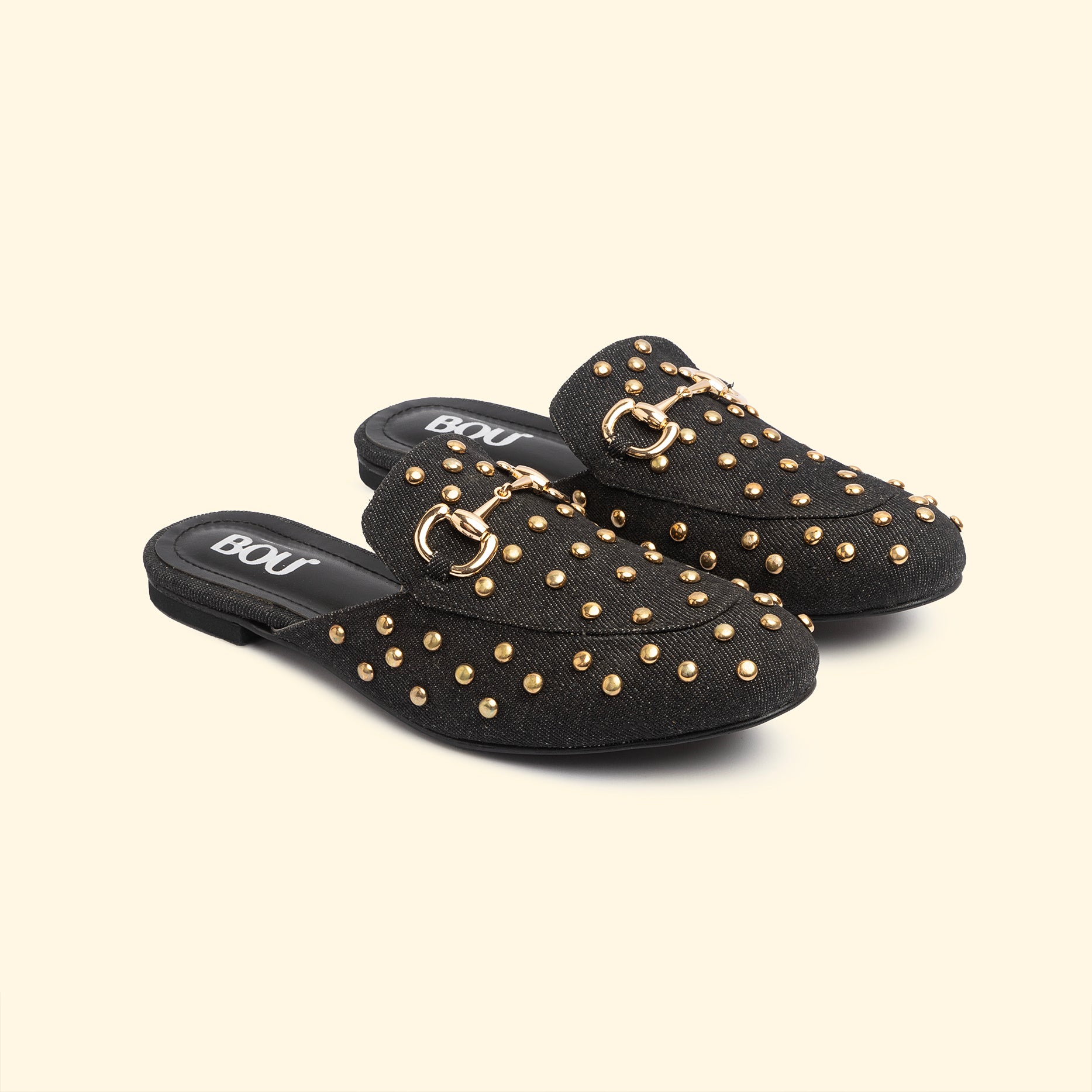 CAMILA STUD MULES - Camila Coal Denim