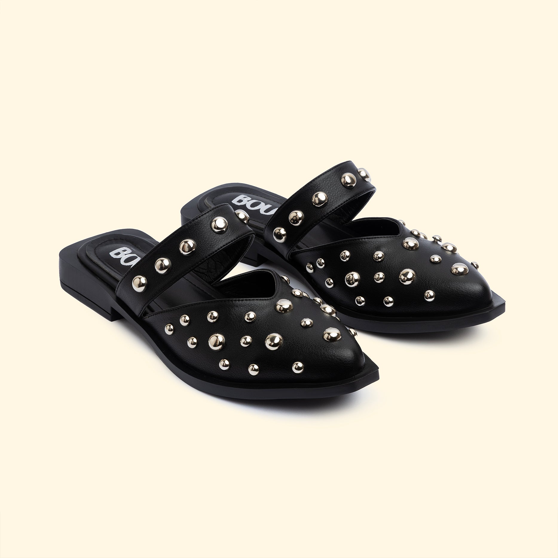 LUNA STUD FLATS - Noir Flicker