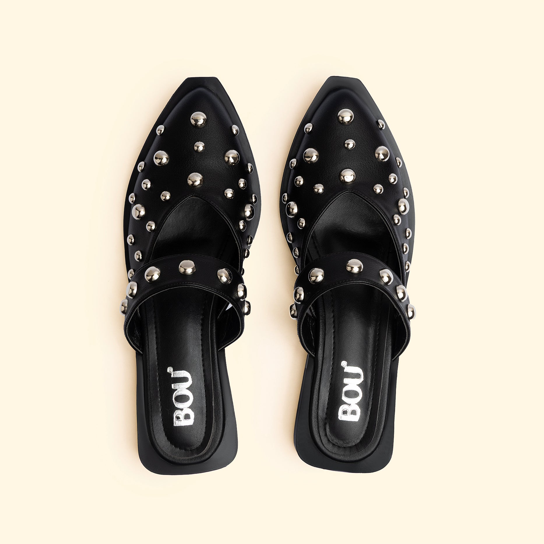LUNA STUD FLATS - Noir Flicker