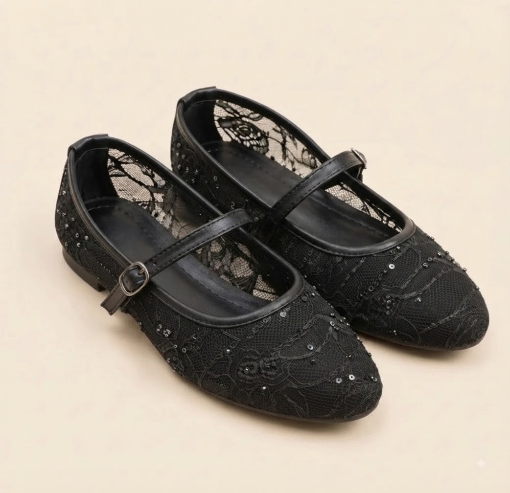 Sequin Mary Jane - Black