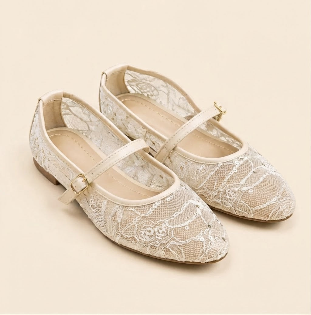 Sequin Mary Jane - Beige