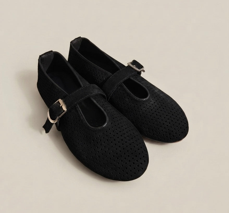 Sienna Suede Flats - Black