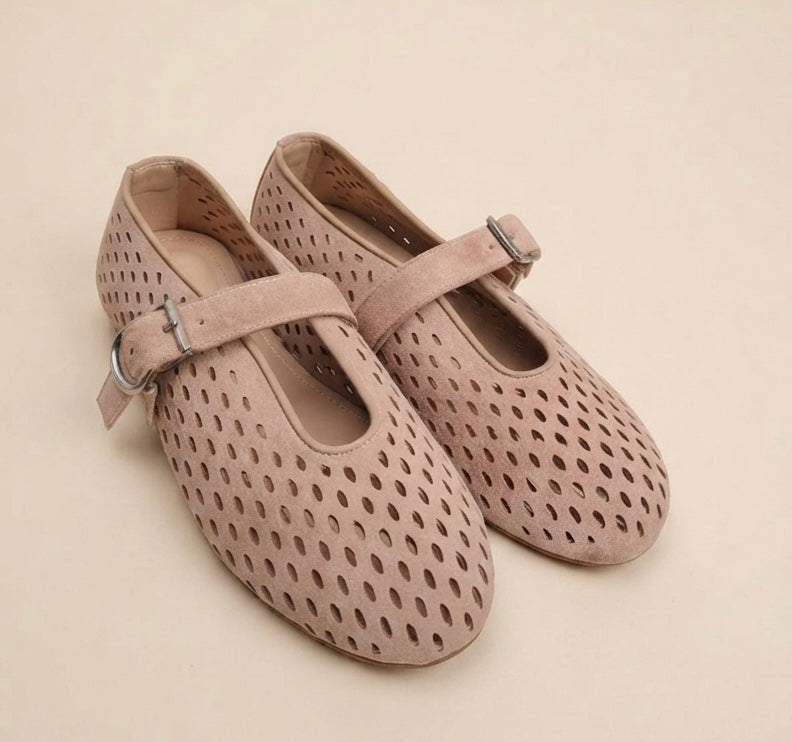 Amelia Suede Flats - Beige