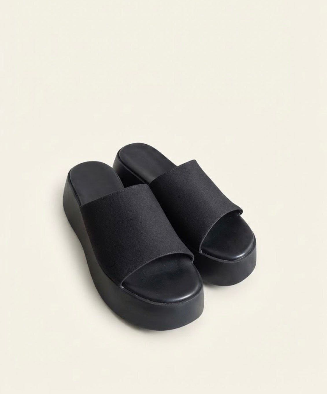 Suede Wedge Slides - Black