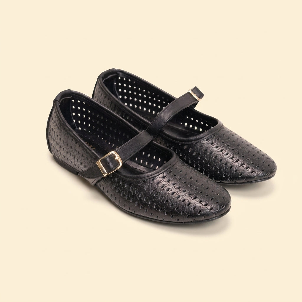 Perforated Mary Jane  - Black