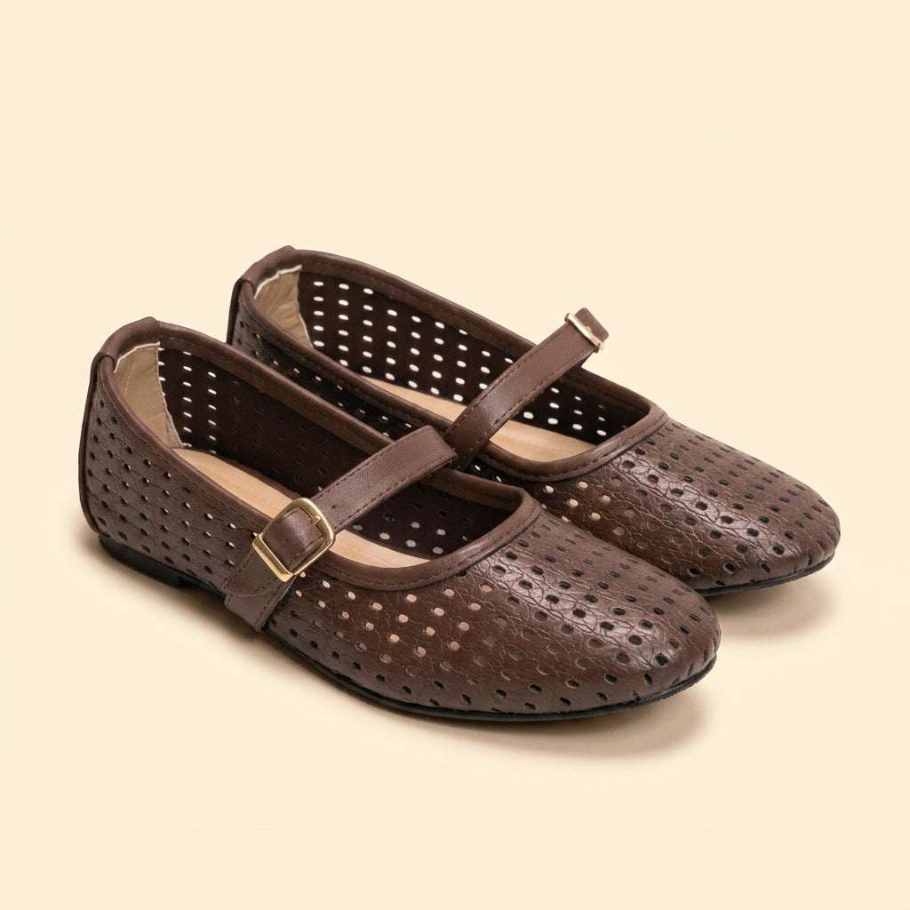 Perforated Mary Jane - Brown