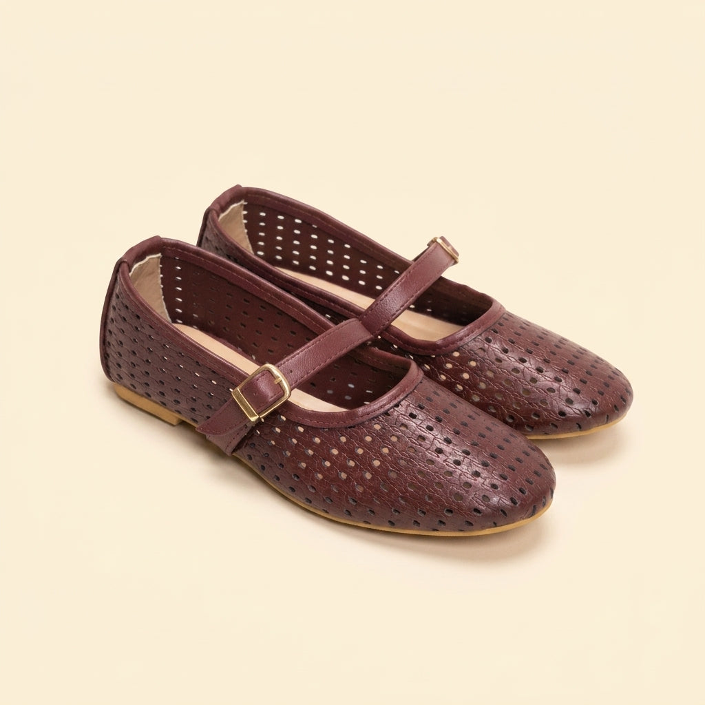 Perforated Mary Jane - Cherry
