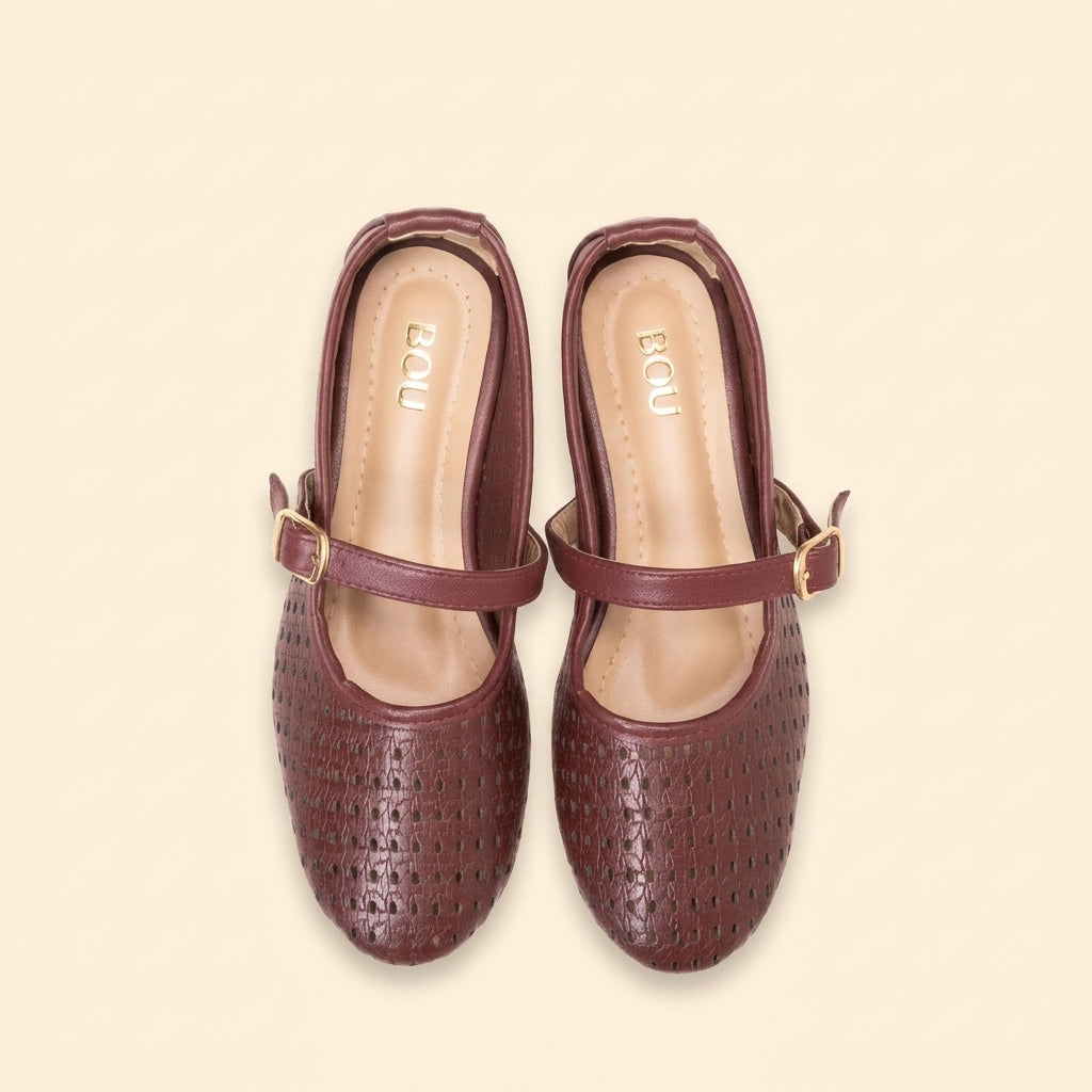 Perforated Mary Jane - Cherry